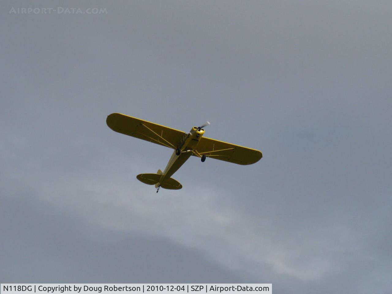 N118DG, 2008 Piper PA-18 Replica C/N 001, 2008 Ganzer XPA18, Continental O-200 100 Hp, takeoff climb Rwy 22
