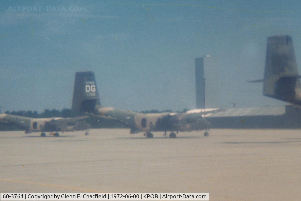60-3764, 1961 De Havilland Canada DHC-4A Caribou C/N 15, C-7A 60-3764 on Green Ramp with two others.  To be used by Special Forces for jump planes.  Cropped from a 3X3 Instamatic 126 photo