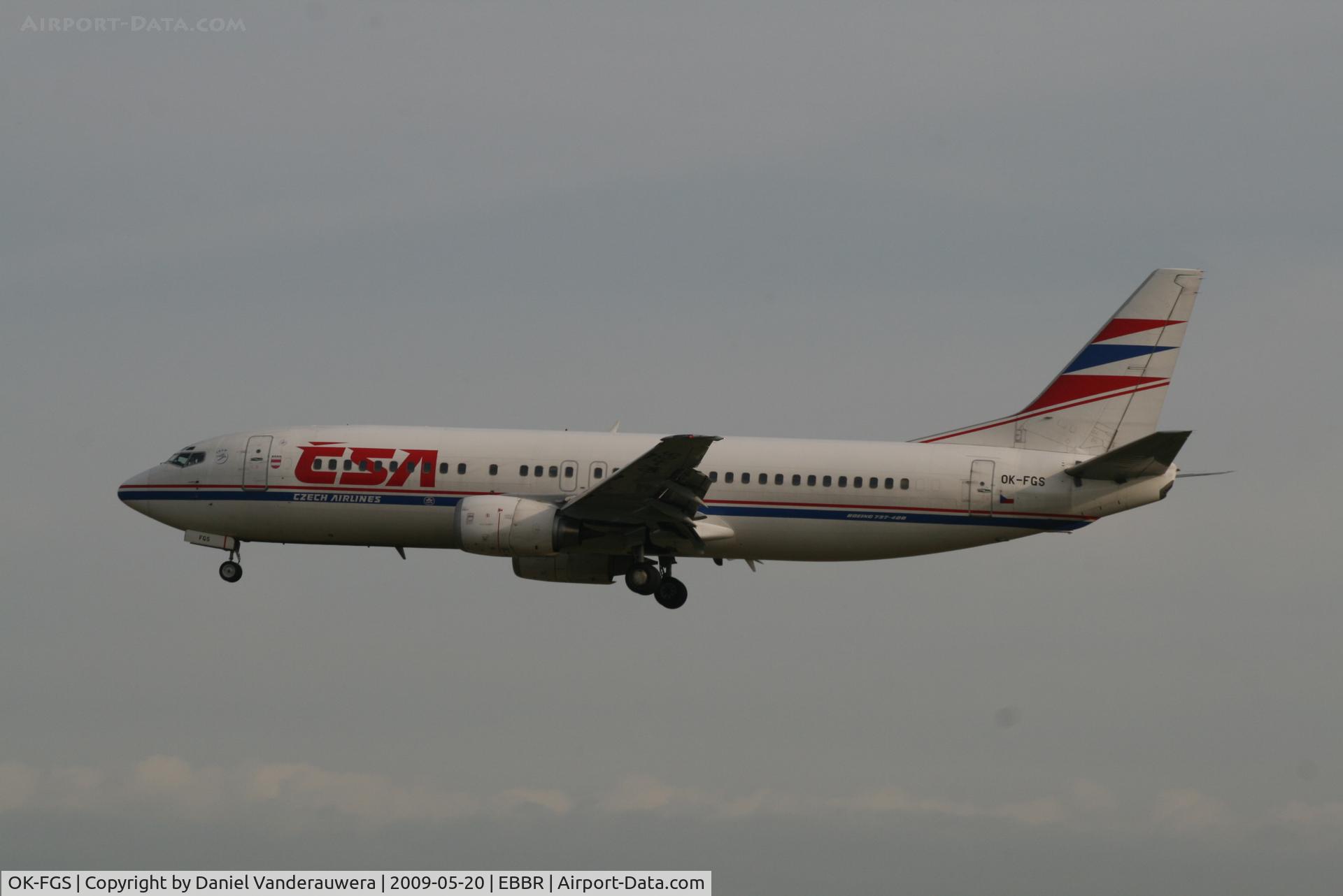 OK-FGS, 2000 Boeing 737-45S C/N 28478, Arrival of flight OK630 to RWY 25L