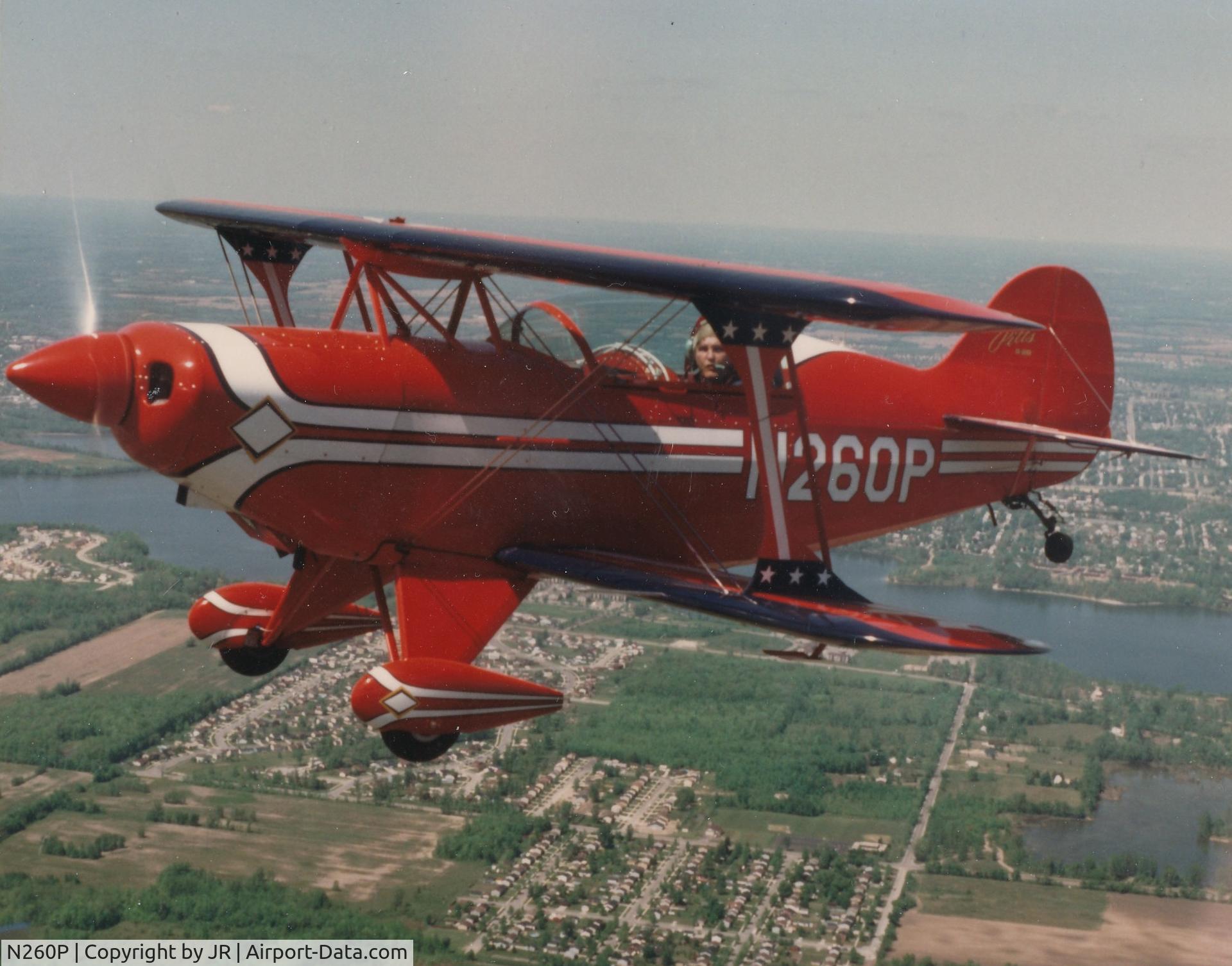 N260P, 1985 Aerotek Pitts S-2A Special C/N 5062, In flight over Ann Arbor, Michigan.  1988
