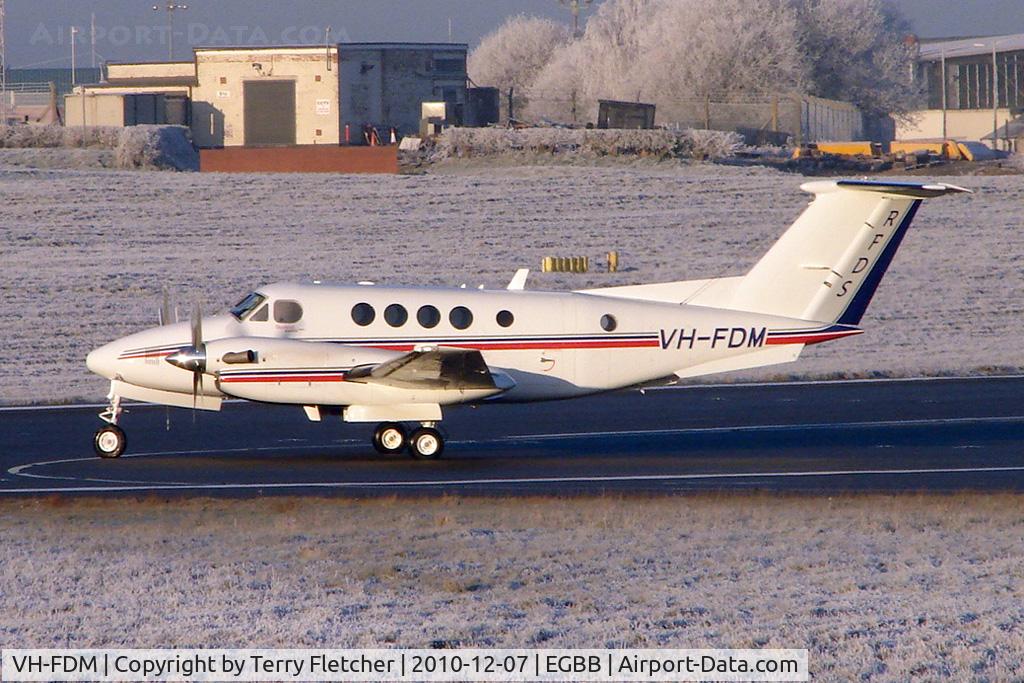 VH-FDM, 2010 Hawker Beechcraft B200C C/N BL-161, Diversion into Birmingham en route Reyjavik to Athens on delivery to Royal Flying Doctor Service of Australia  . Temperature at Birmingham was minus 10C - about 50C difference to where it will be based in OZ !!!