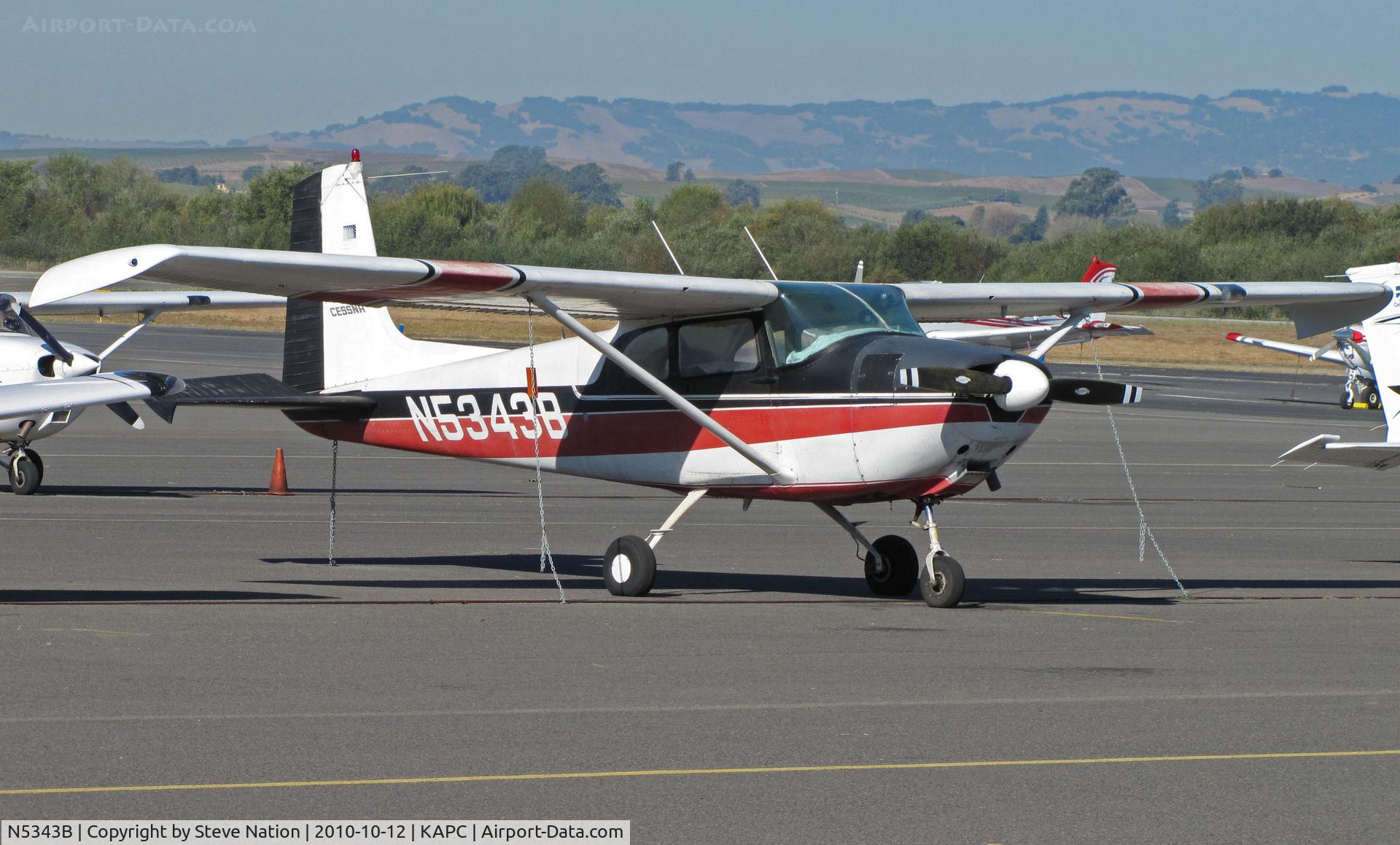 N5343B, 1956 Cessna 182 Skylane C/N 33343, Fullerton, CA/KFUL-based 1956 straight-tail Cessna 182 visiting Napa County Airport, CA