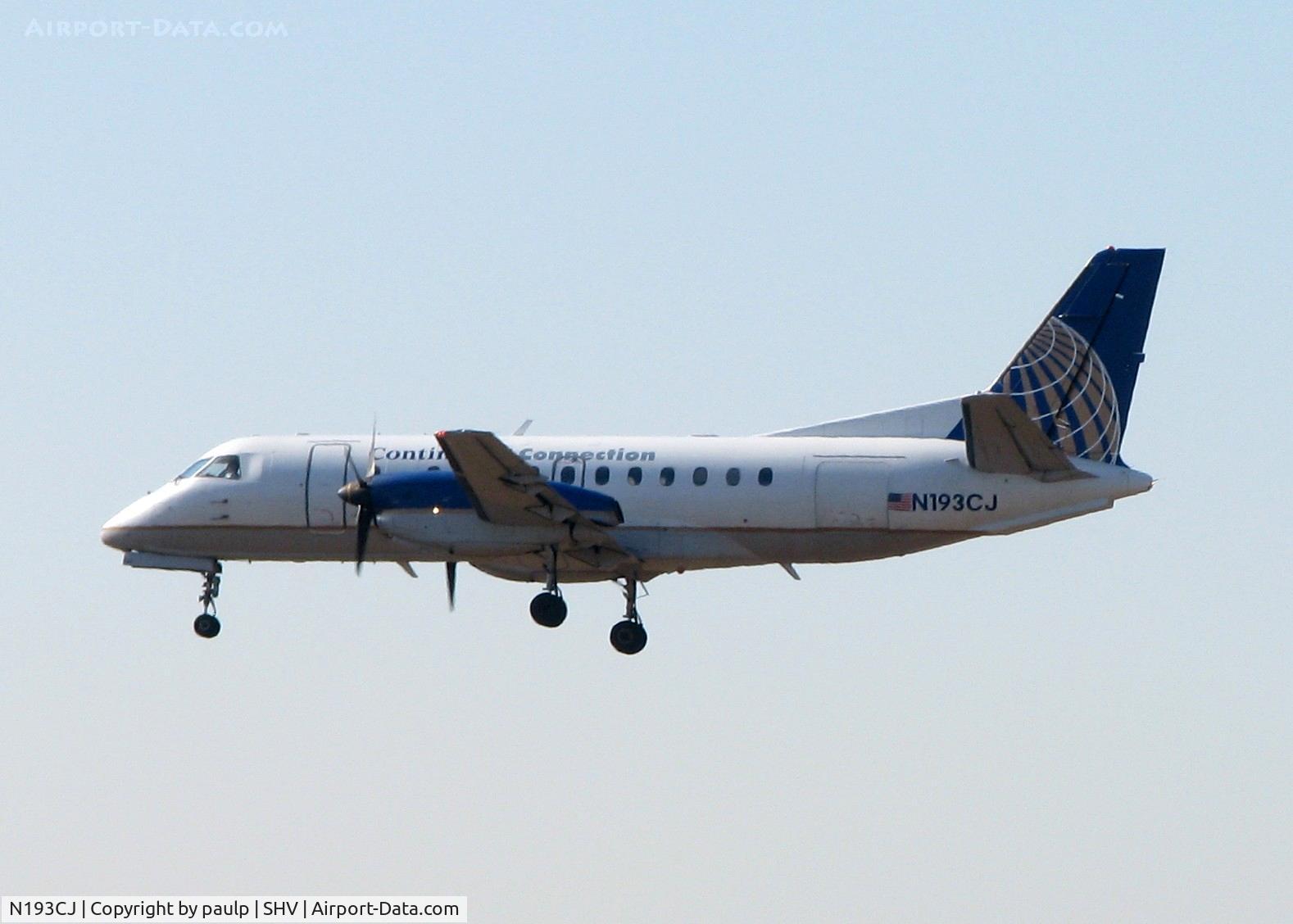 N193CJ, 1990 Saab 340B C/N 340B-193, Landing at Shreveport Regional.