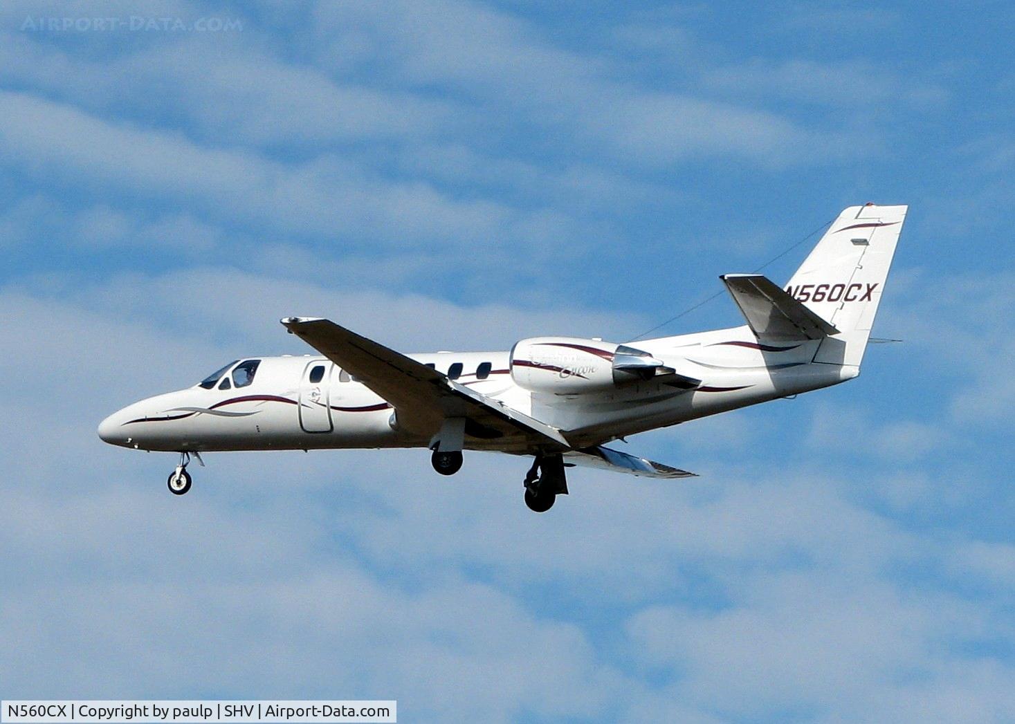 N560CX, 2001 Cessna 560 Citation Encore C/N 560-0582, Landing at Shreveport Regional.