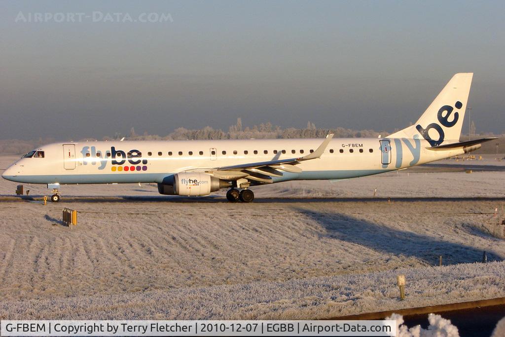 G-FBEM, 2008 Embraer 195LR (ERJ-190-200LR) C/N 19000204, FlyBe's 2008 Embraer ERJ-190-200LR, c/n: 19000204 at a snowy BHX