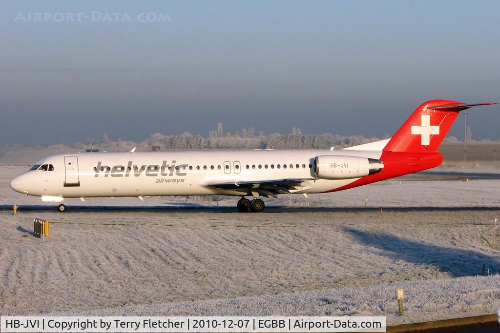 HB-JVI, 1990 Fokker 100 (F-28-0100) C/N 11325, Helvetic Airways Fokker-bv 100(F-28-0100), c/n: 11325 at Birmingham
