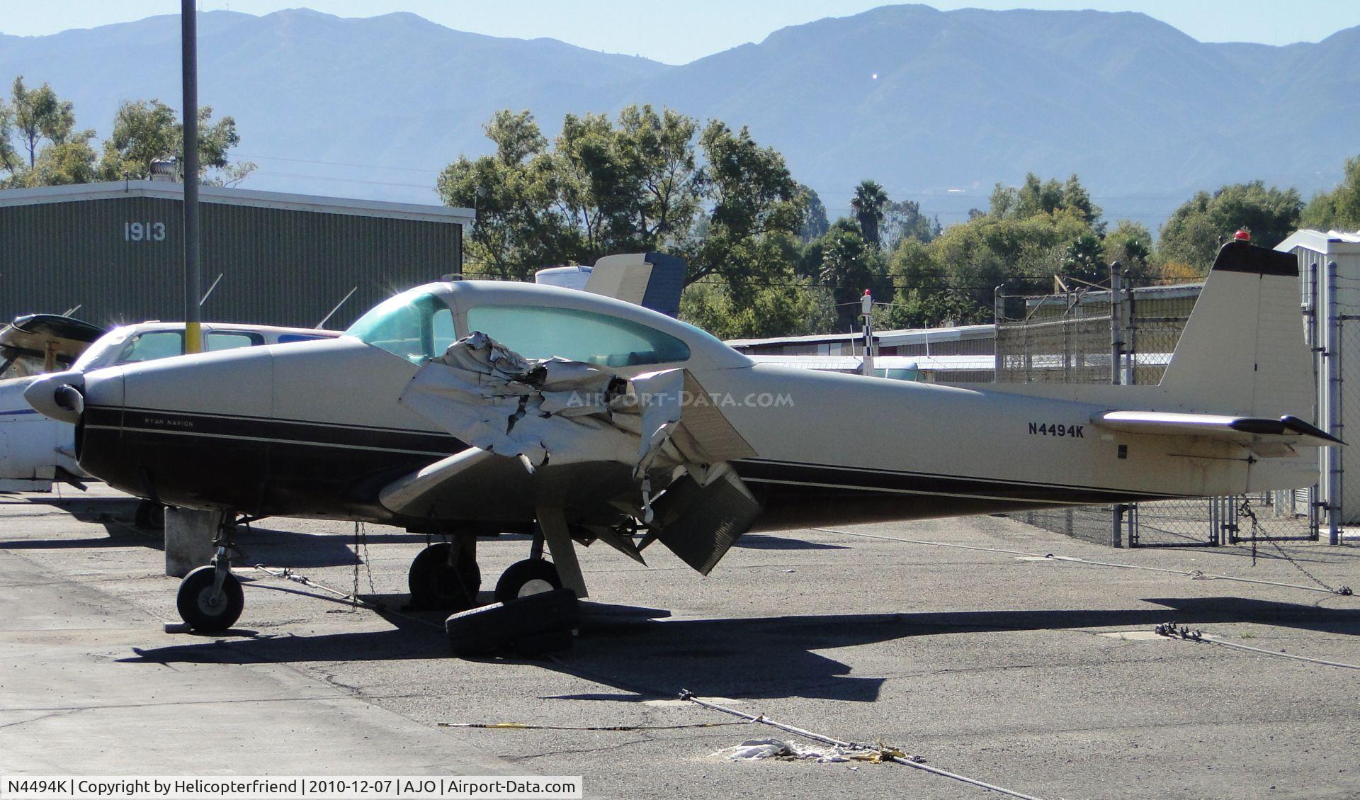 N4494K, 1948 Ryan Navion A C/N NAV-4-1494, Has some damage to the wing