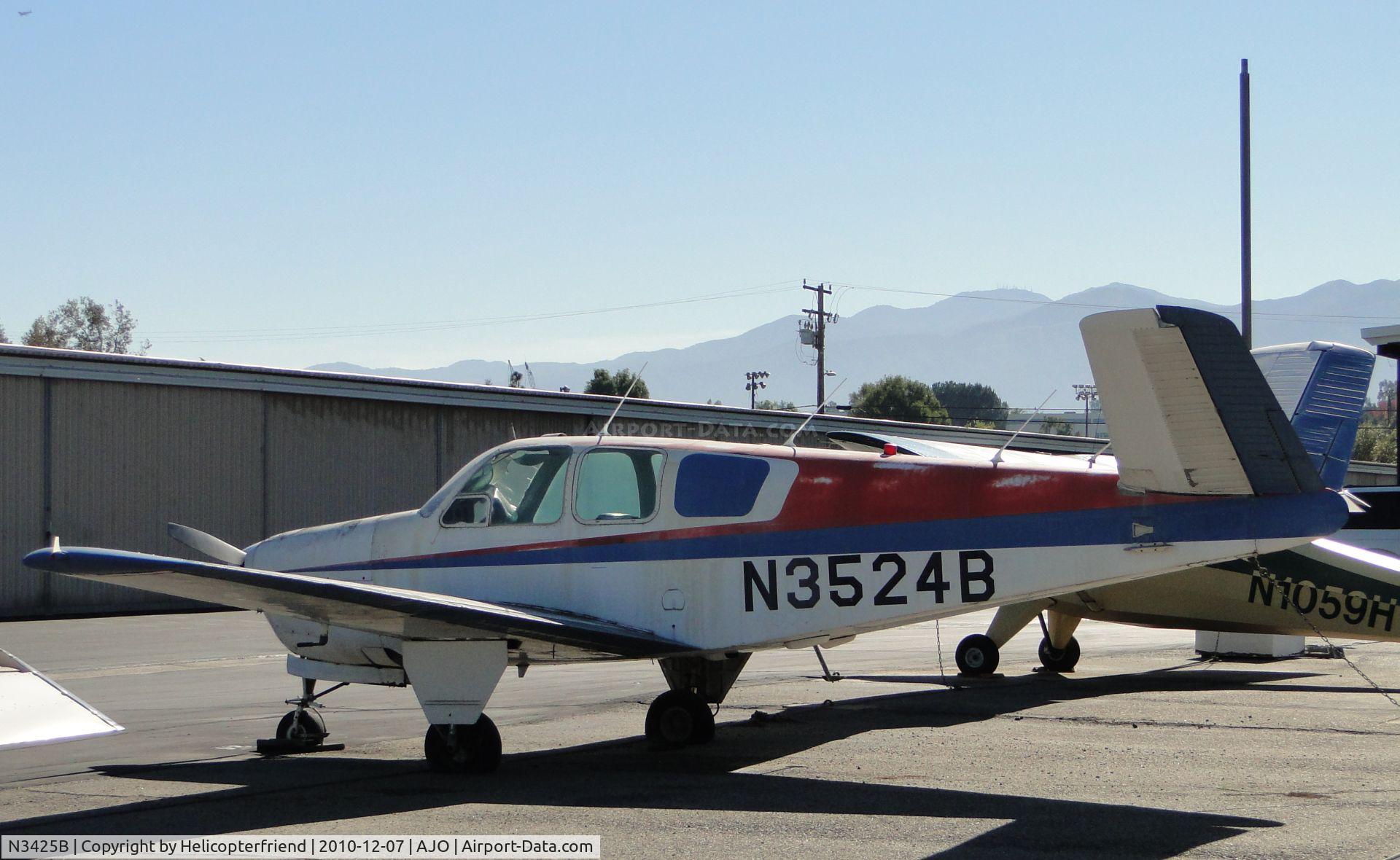 N3425B, 1953 Beech D35 C/N D-3663, Tied down and parked