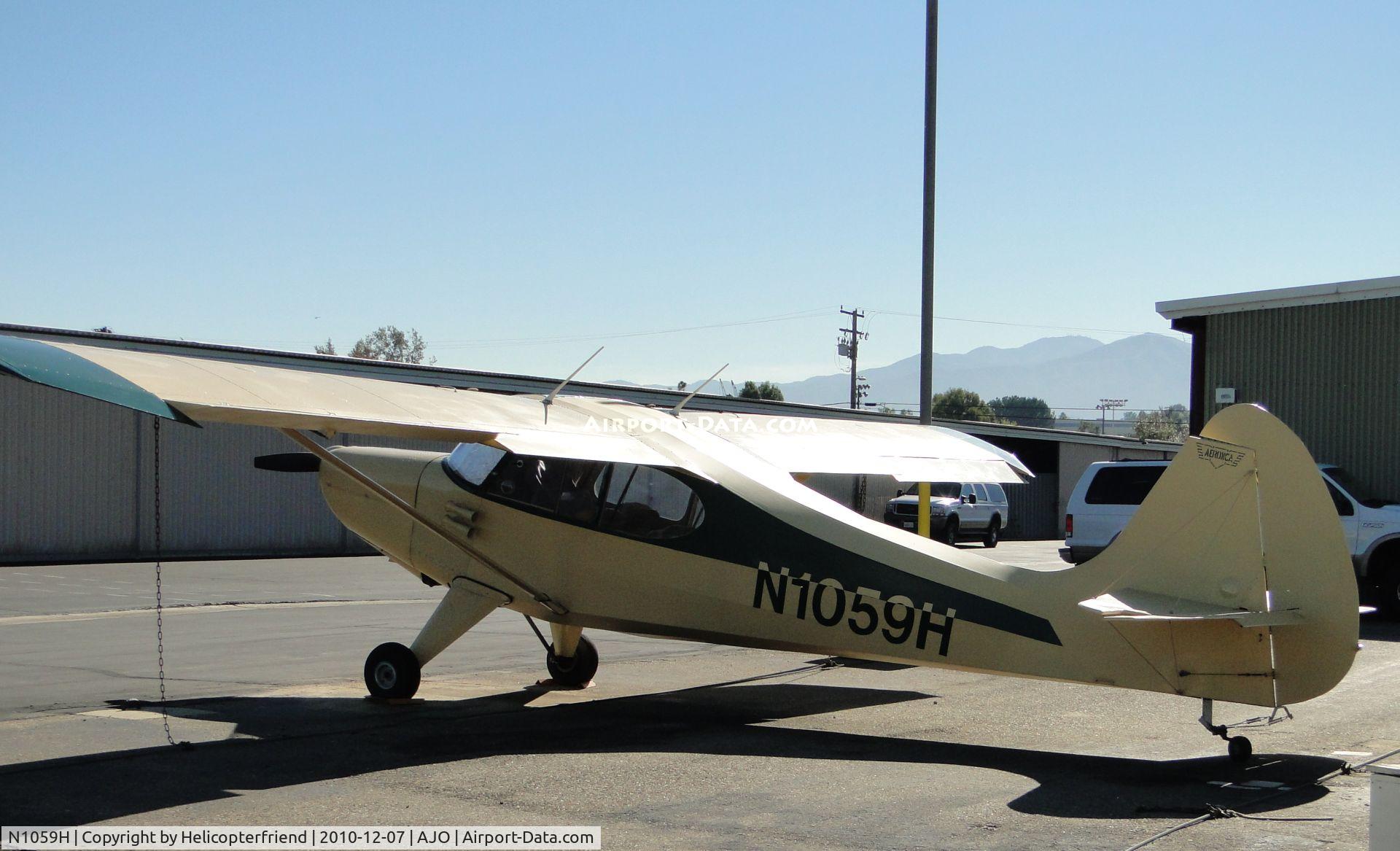 N1059H, 1948 Aeronca 15AC Sedan C/N 15AC-75, Tied down and parked