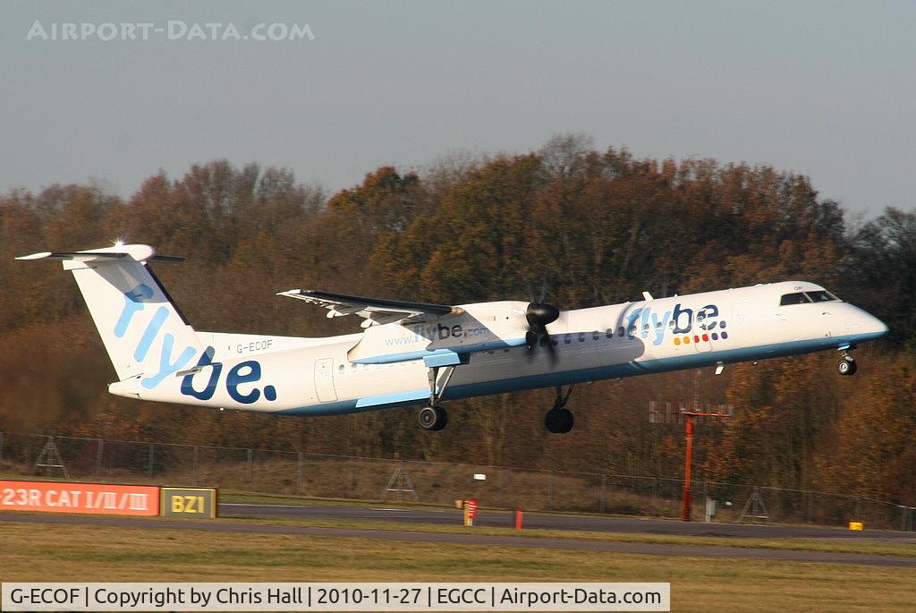 G-ECOF, 2008 De Havilland Canada DHC-8-402Q Dash 8 C/N 4216, departing from RW05L