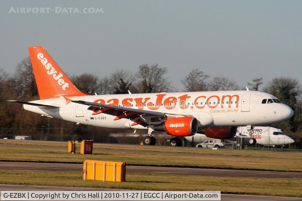 G-EZBX, 2007 Airbus A319-111 C/N 3137, Easyjet A319 touching down on RW05L