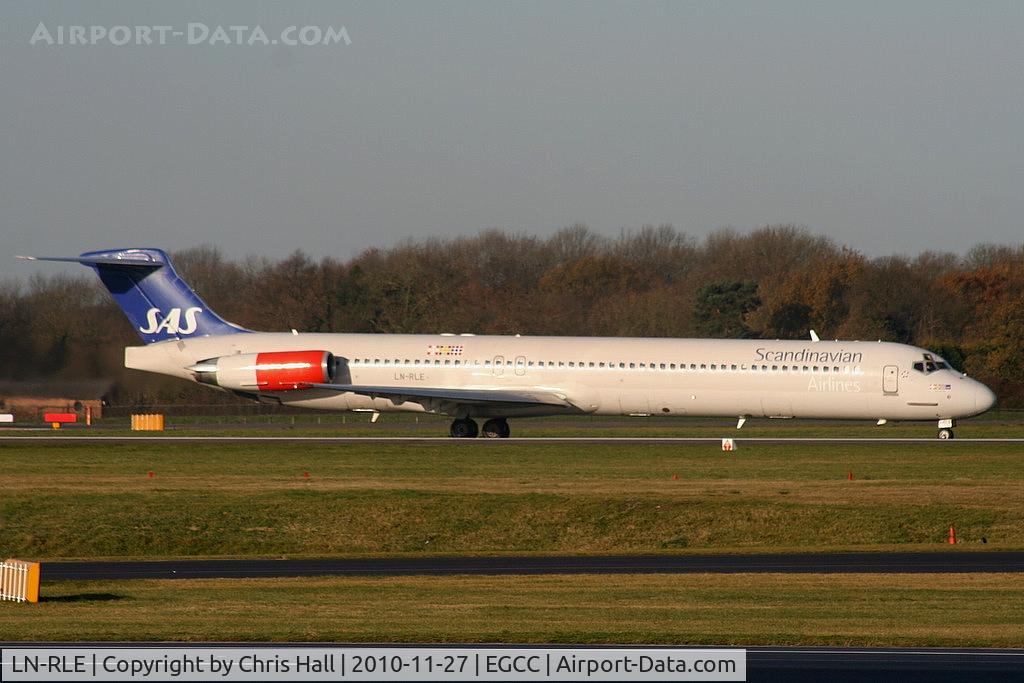 LN-RLE, 1985 McDonnell Douglas MD-82 (DC-9-82) C/N 49382, Scandinavian MD-82 departing from RW05L