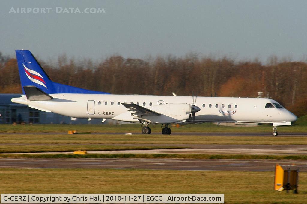 G-CERZ, 1997 Saab 2000 C/N 2000-042, Eastern Airways, SAAB 2000 touching down on RW05L