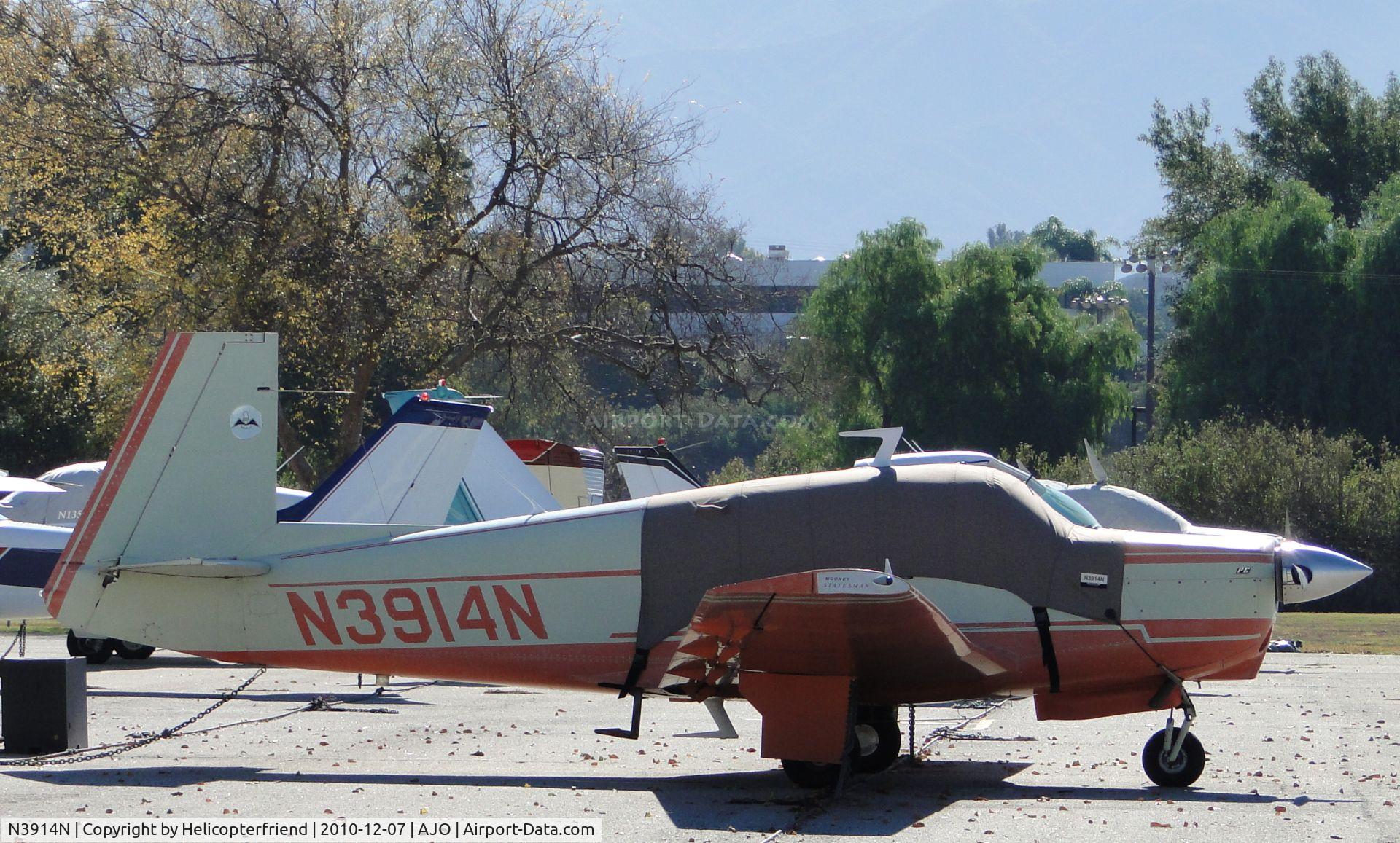 N3914N, 1968 Mooney M-20G Statesman C/N 680060, Covered, tied down, and parked