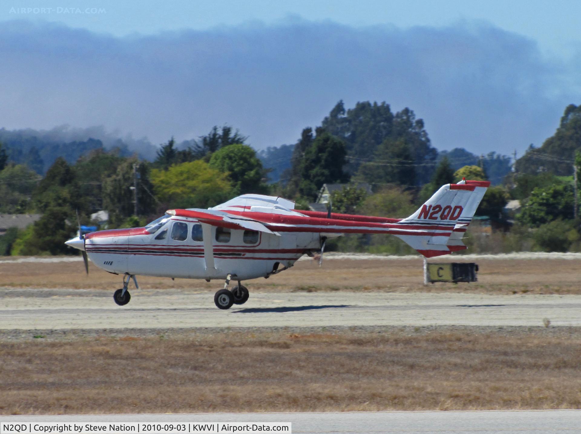 N2QD, Cessna T337G Turbo Super Skymaster C/N P3370277, Locally-based Cessna T337G touching down @ 2010 Watsonville, CA Fly-in