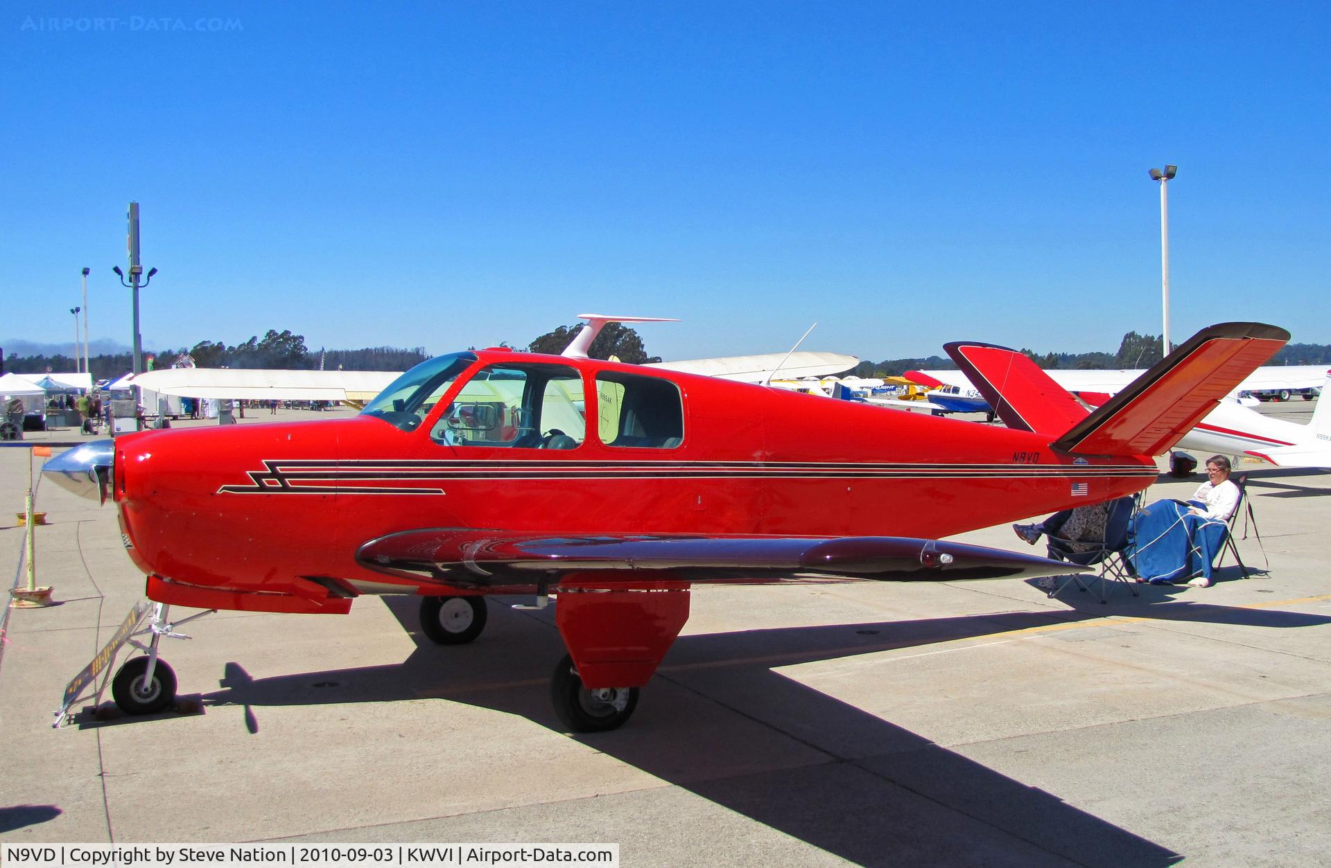 N9VD, 1947 Beech 35 Bonanza C/N D-467, Bright red 1947 Beech 35 with - hmmm - provocative registration @ 2010 Watsonville, CA Fly-in