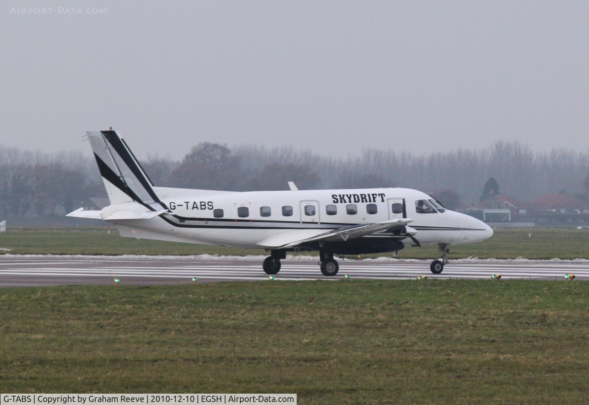 G-TABS, 1979 Embraer EMB-110P1 Bandeirante C/N 110.212, About to depart.