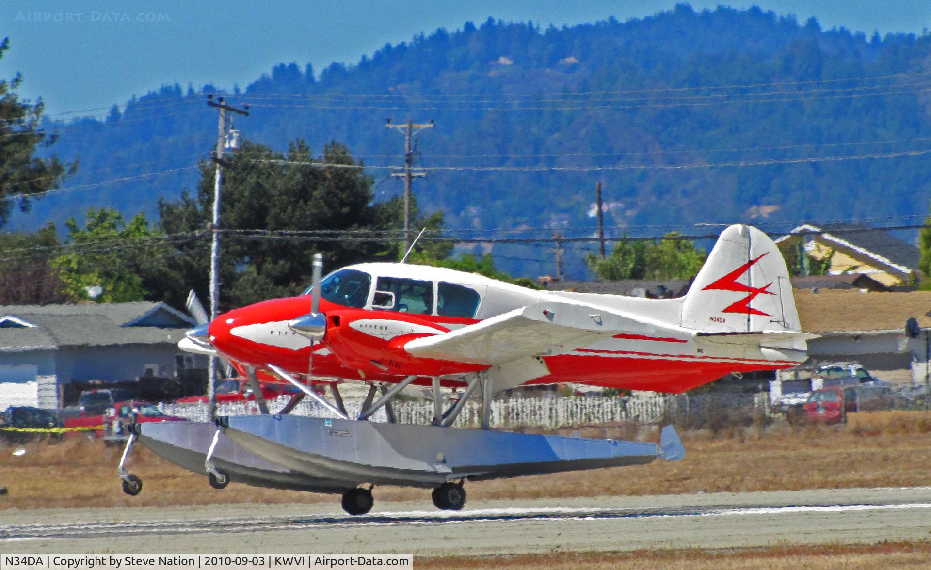 N34DA, 1958 Piper PA-23-160 Apache C/N 23-1469, Float-equipped 1958 Piper PA-23-160 from San Andreas, CA landing @ 2010 Watsonville Fly-in