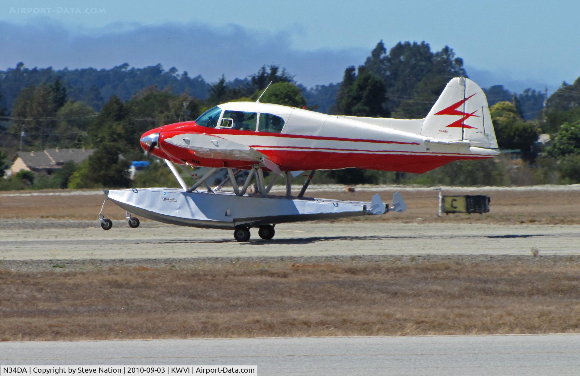 N34DA, 1958 Piper PA-23-160 Apache C/N 23-1469, Float-equipped 1958 Piper PA-23-160 from San Andreas, CA rolling out @ 2010 Watsonville Fly-in