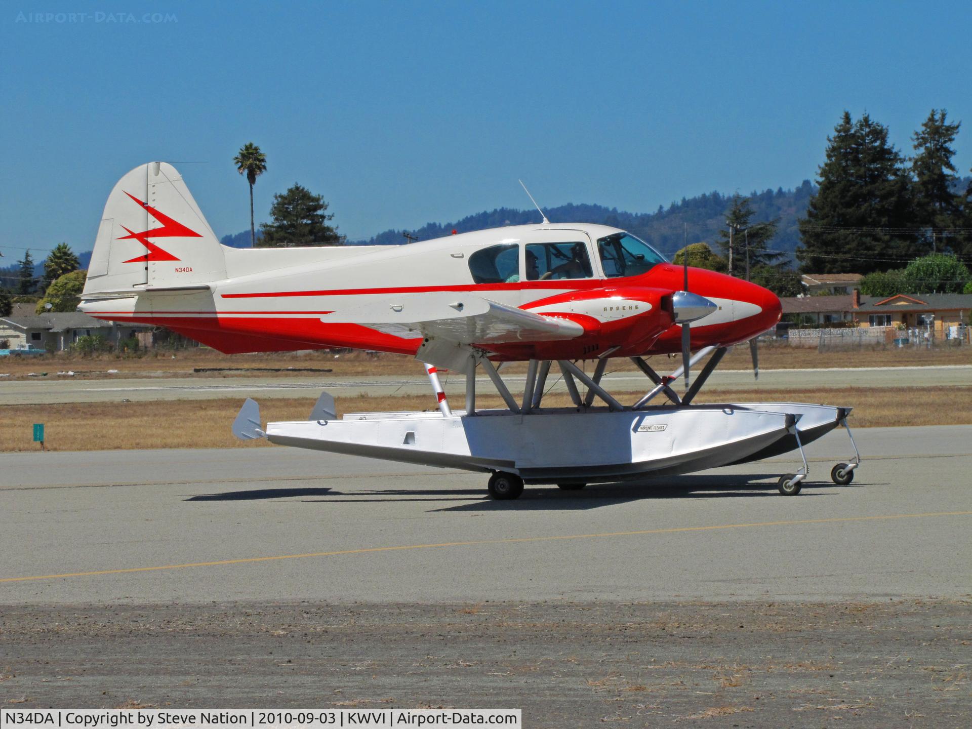 N34DA, 1958 Piper PA-23-160 Apache C/N 23-1469, Float-equipped 1958 Piper PA-23-160 from San Andreas, CA taxiing in @ 2010 Watsonville Fly-in