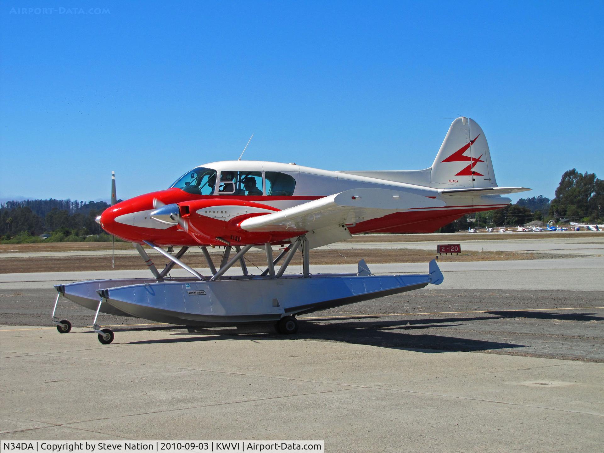 N34DA, 1958 Piper PA-23-160 Apache C/N 23-1469, Float-equipped 1958 Piper PA-23-160 from San Andreas, CA on parking ramp @ 2010 Watsonville Fly-in