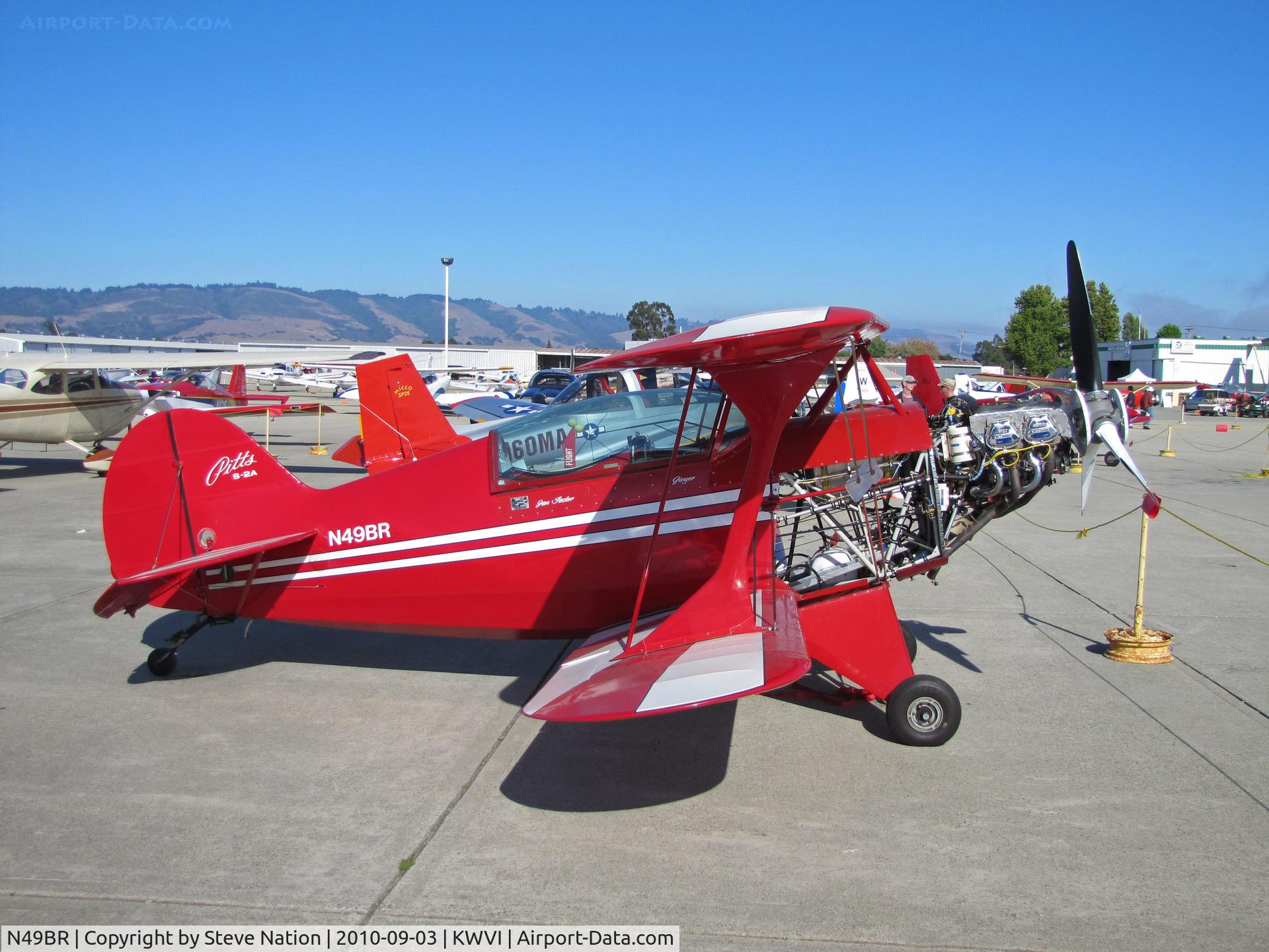 N49BR, Pitts S-2A Special C/N 2212, Locally-based Pitts S-2A sans engine cowling and front panels  @ 2010 Watsonville Fly-in