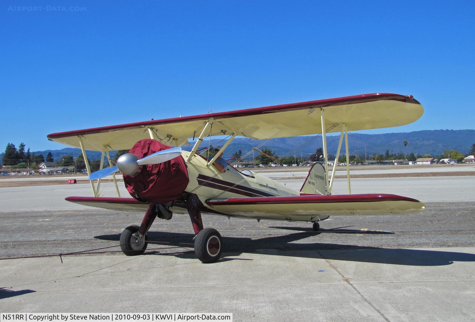 N51RR, 1943 Boeing PT-13 C/N R75-5535, Locally-based 1943 Boeing PT-13 with engine cover being toward to biplane display area @ 2010 Watsonville Fly-in