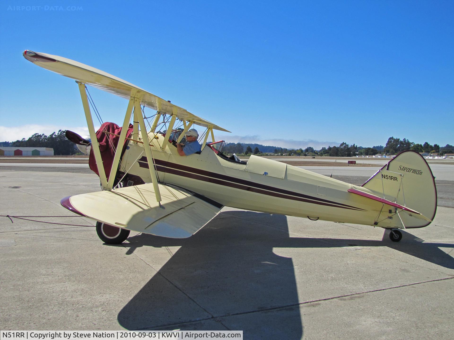 N51RR, 1943 Boeing PT-13 C/N R75-5535, Locally-based 1943 Boeing PT-13 with engine cover being toward to biplane display area @ 2010 Watsonville Fly-in
