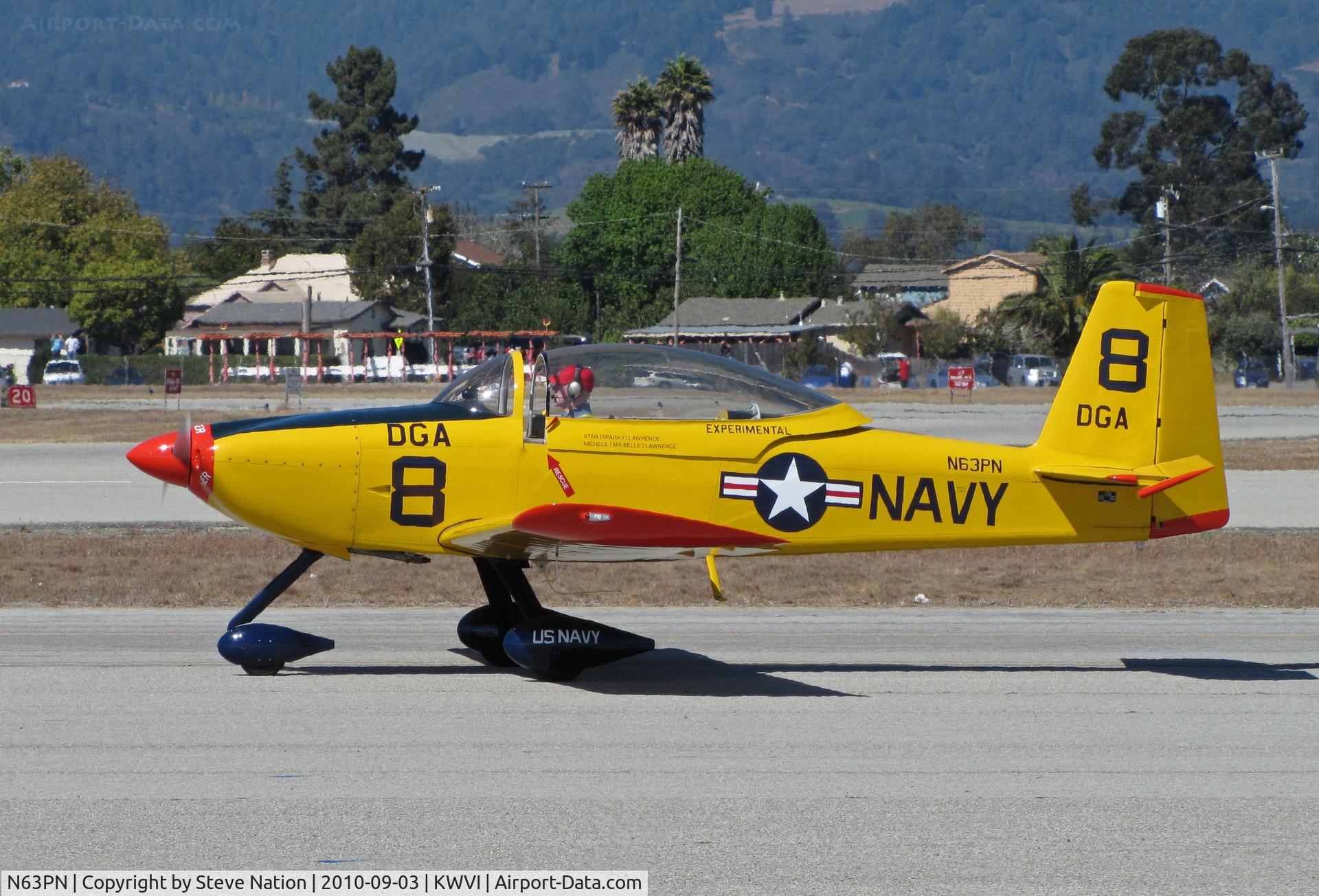 N63PN, Vans RV-8A C/N 80835, Sacramento-based Lawrence RV-8A in pseudo-U.S. Navy markings as DGA 8 taxis for take-off @ 2010 Watsonville Fly-in