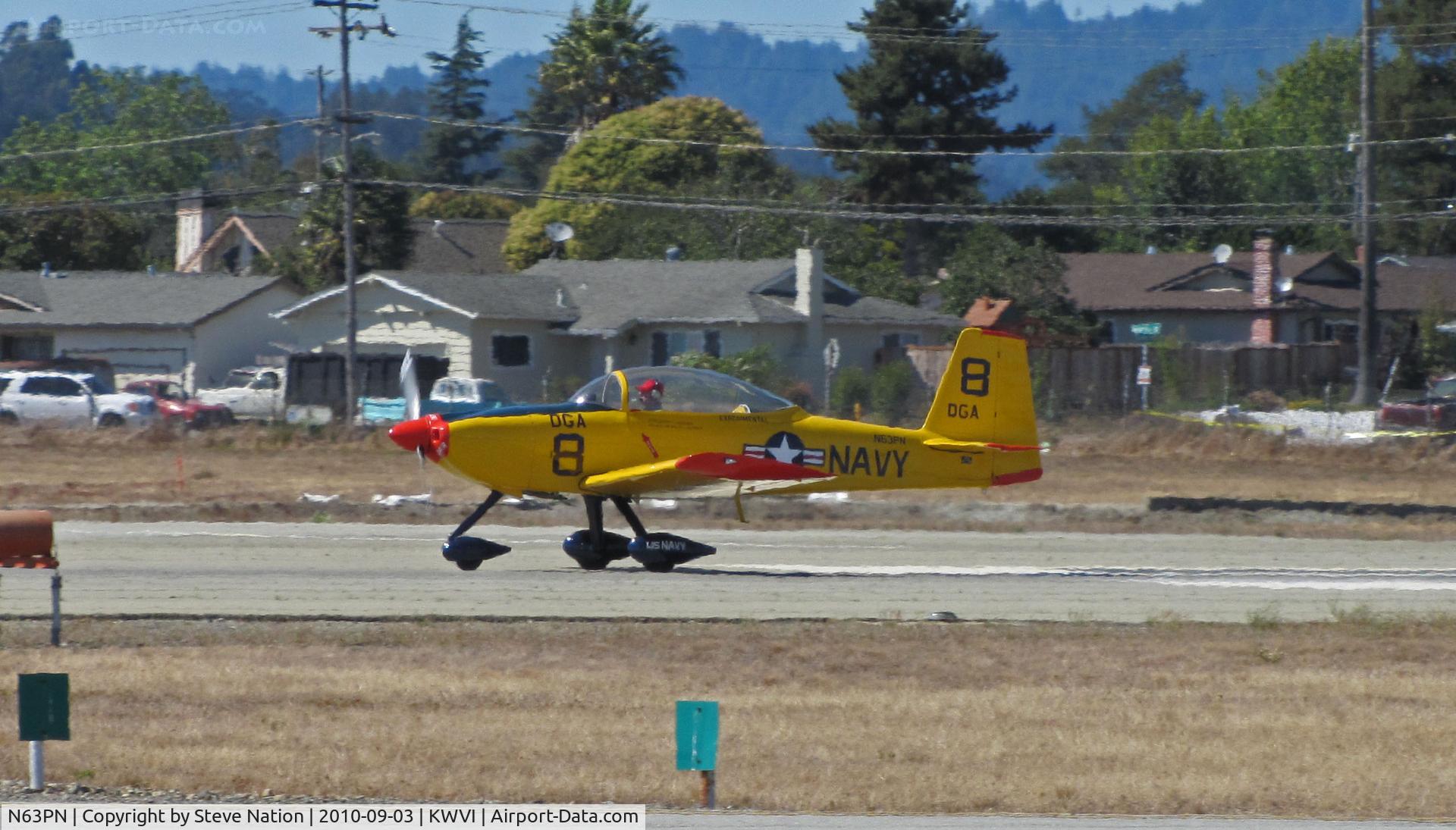 N63PN, Vans RV-8A C/N 80835, Sacramento-based Lawrence RV-8A in pseudo-U.S. Navy markings as DGA 8 begins take-off roll @ 2010 Watsonville Fly-in