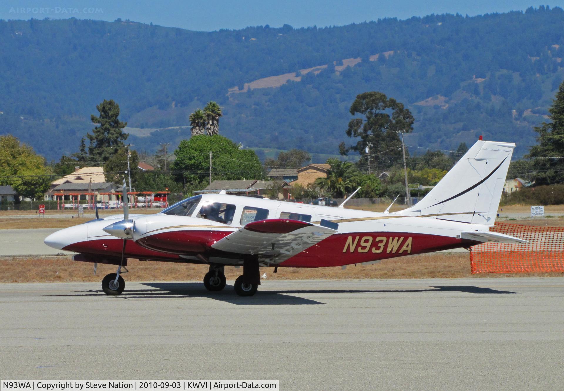 N93WA, 1977 Piper PA-34-200T C/N 34-7770390, Locally-based 1977 Piper PA-34-200T taxis for take-off @ 2010 Watsonville Fly-in