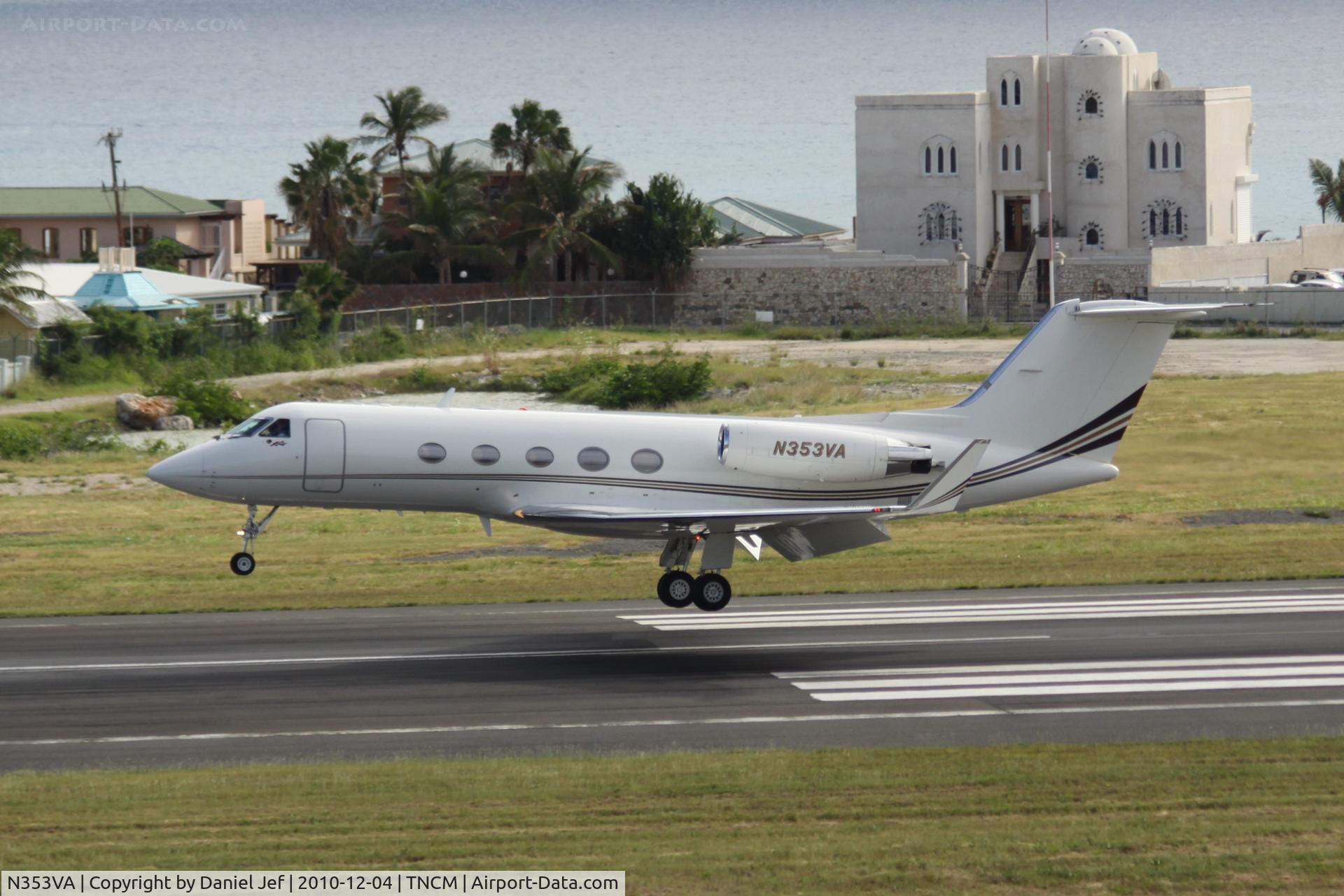 N353VA, 1982 Gulfstream Aerospace G-1159A Gulfstream III C/N 371, N353VA landing at TNCM