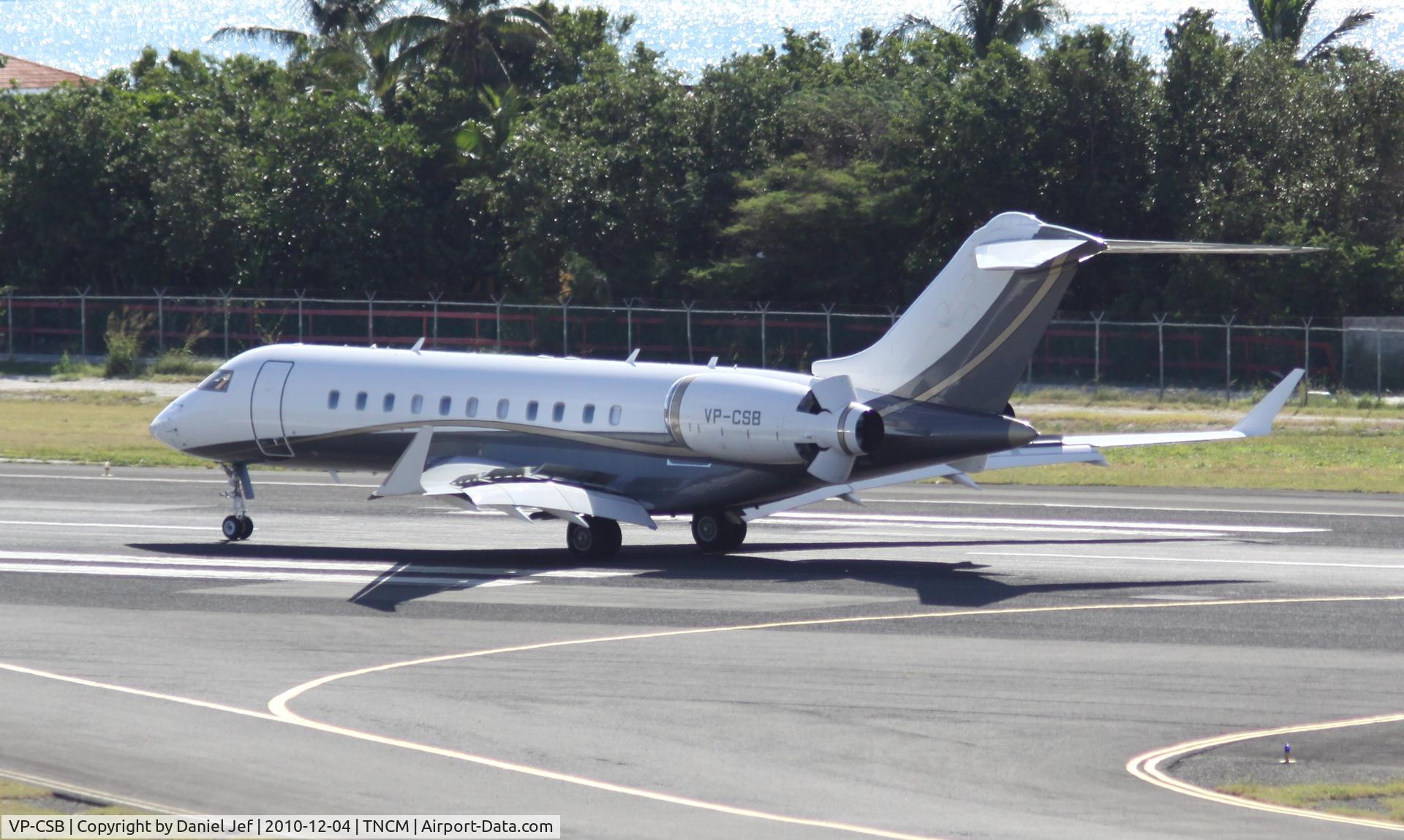VP-CSB, 2007 Bombardier BD-700-1A11 Global 5000 C/N 9263, VP-CSB making use of all there stopping power at TNCM runway 10