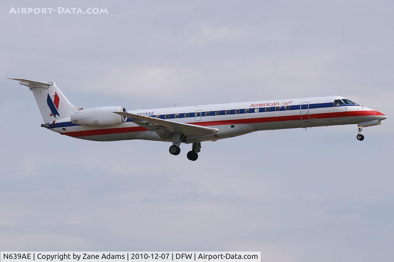 N639AE, 1999 Embraer ERJ-145LR (EMB-145LR) C/N 145182, American Eagle landing at DFW Airport, TX