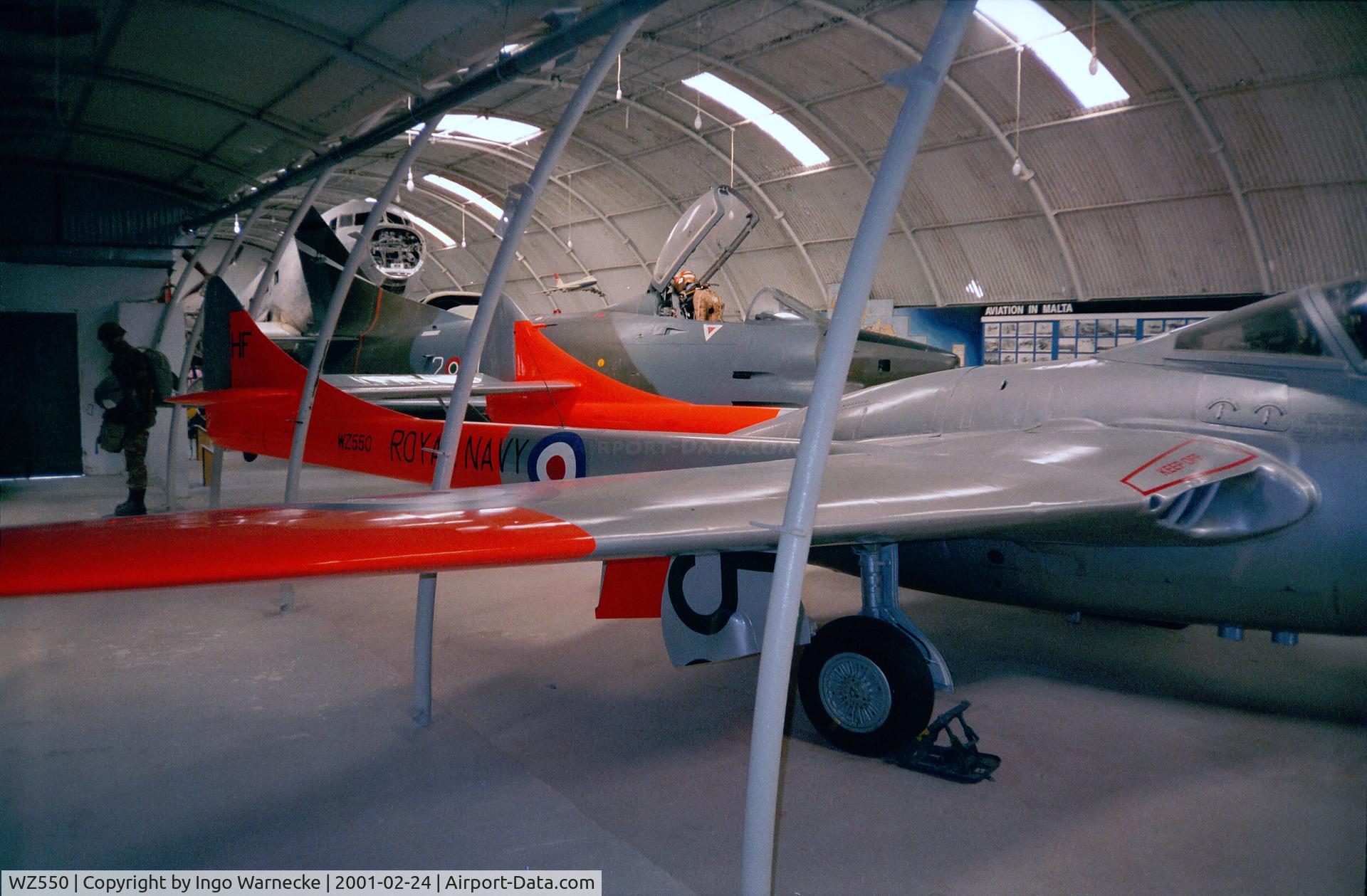 WZ550, 1953 De Havilland DH-115 Vampire T.11 C/N 15109, De Havilland D.H.115 Vampire T11 at the Malta Aviation Museum at Ta'Qali