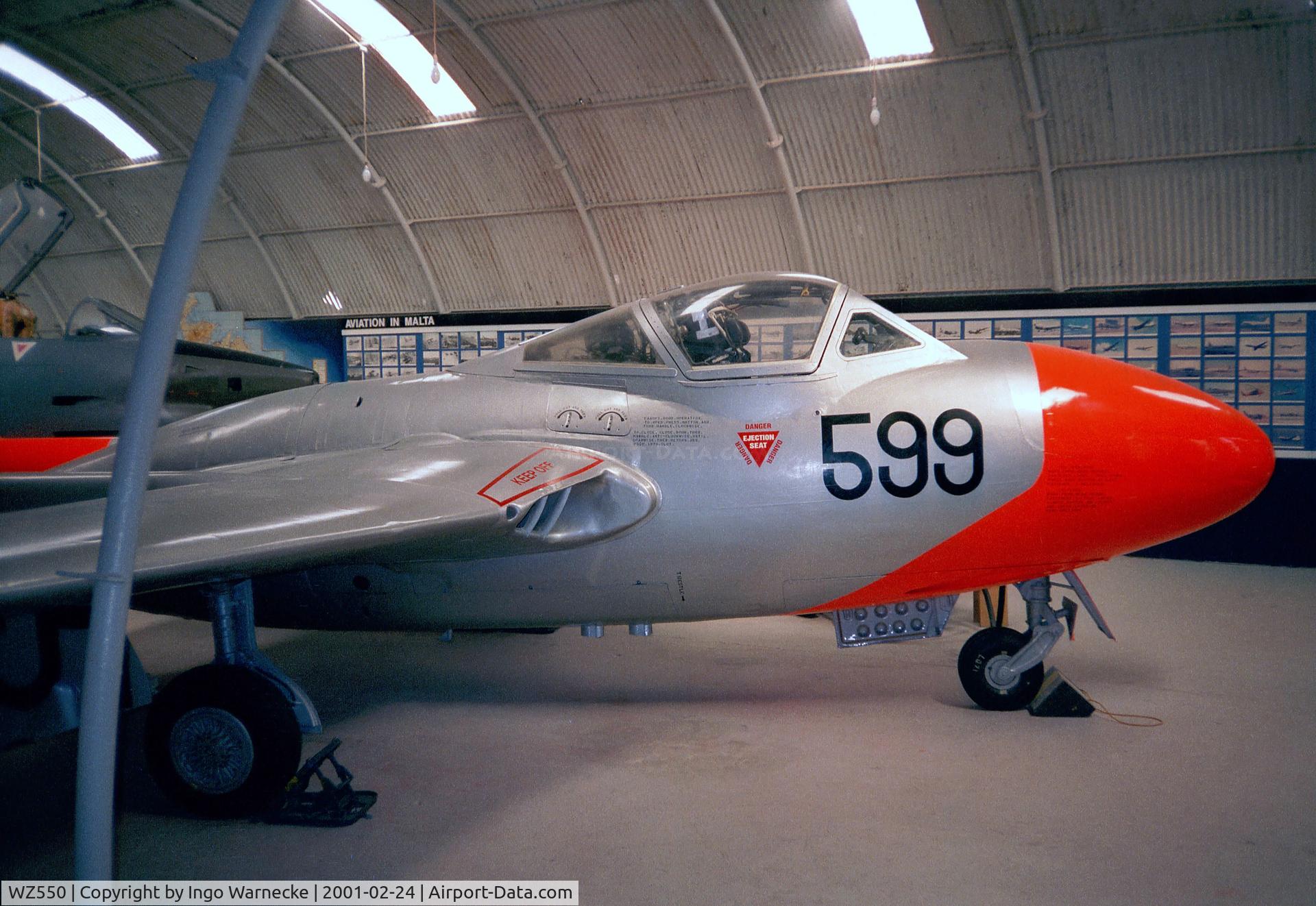WZ550, 1953 De Havilland DH-115 Vampire T.11 C/N 15109, De Havilland D.H.115 Vampire T11 at the Malta Aviation Museum at Ta'Qali