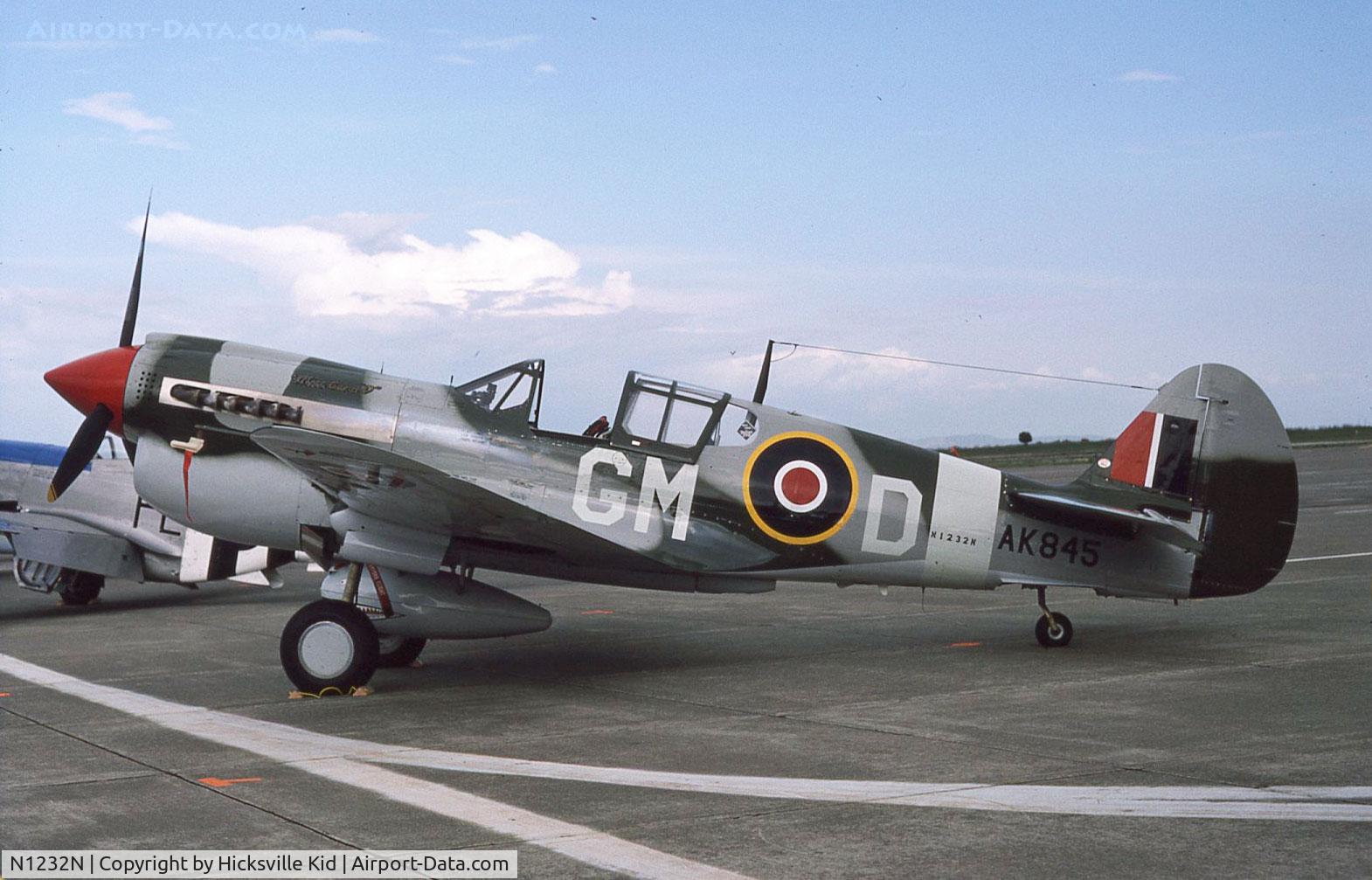 N1232N, 1943 Curtiss P-40N Warhawk C/N 27483, Taken April 1989 at Hamilton Field, Novato, CA
