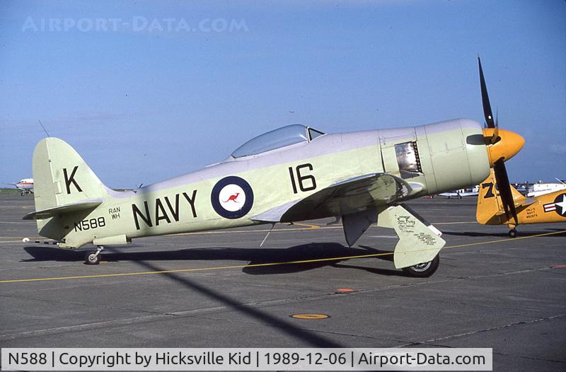 N588, 1951 Hawker Sea Fury FB.11 C/N 41H/636335, Taken 6 December 1989 at Hamilton Field, Novato, CA
