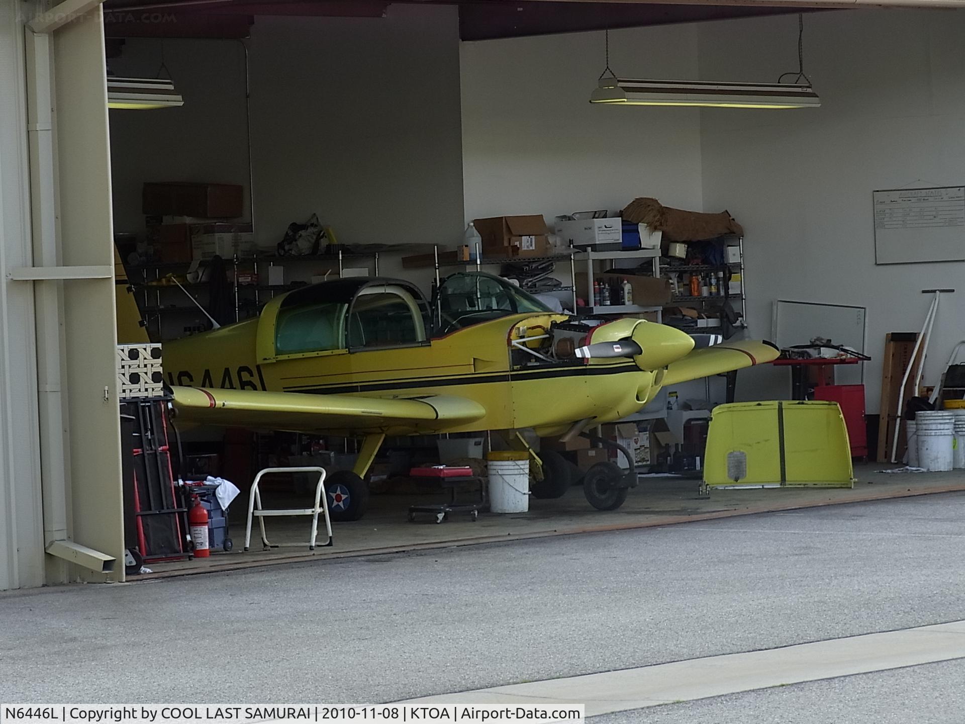 N6446L, 1972 American Aviation AA-1A Trainer C/N AA1A-0446, N6446L in a maintenance hanger