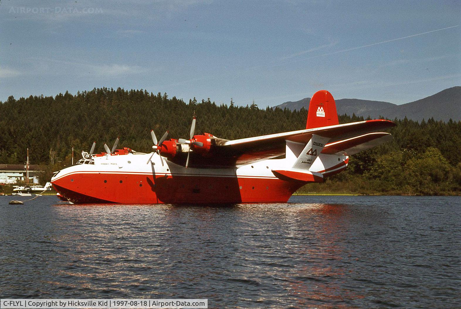 C-FLYL, 1945 Martin JRM-3 Mars C/N 76823, Photo taken 18 August 1997 at Sprout Lake, Vancouver Island, BC, Canada