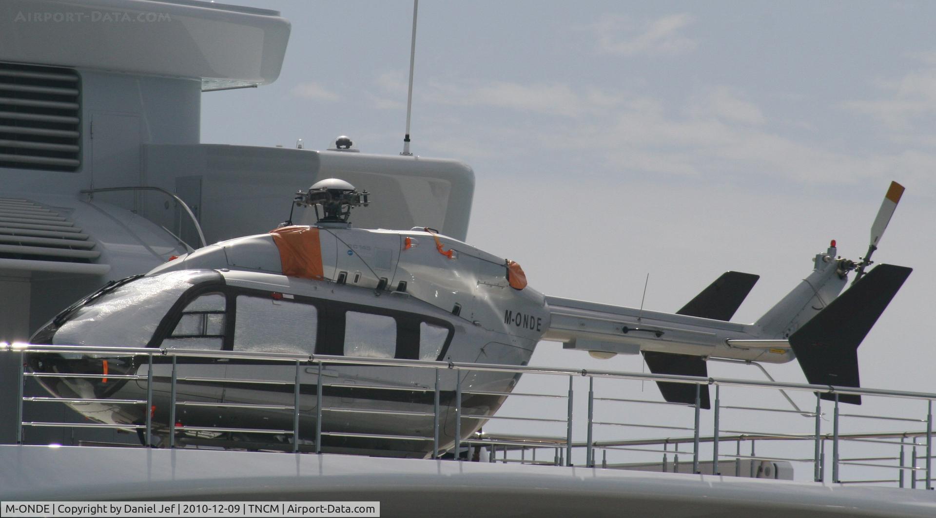 M-ONDE, 2004 Eurocopter-Kawasaki BK-117C-2 C/N 9052, M-ONDE being on packed aboard LUNA befor flight at TNCM
