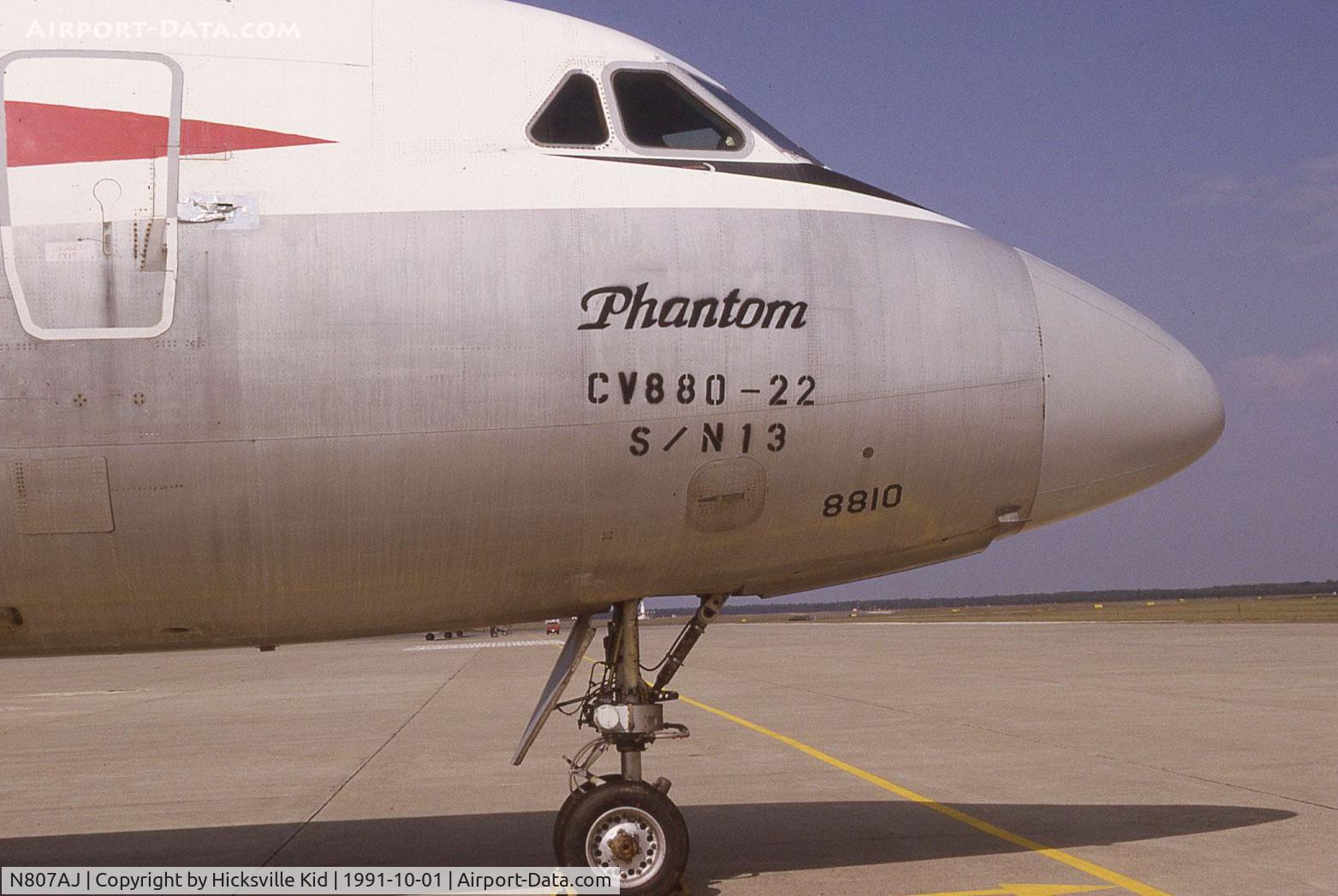 N807AJ, 1960 Convair 880-22-1 C/N 22-00-13, Taken 1 October 1991 at the NAFEC ( National Aviation Facilities Experimental Center) near Atlantic City, NJ