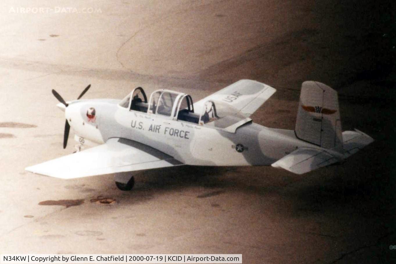 N34KW, 1955 Beech T-34A-BH Mentor Mentor C/N G-757, At the base of the control tower.  Film got hot and gave it a weird shadow!