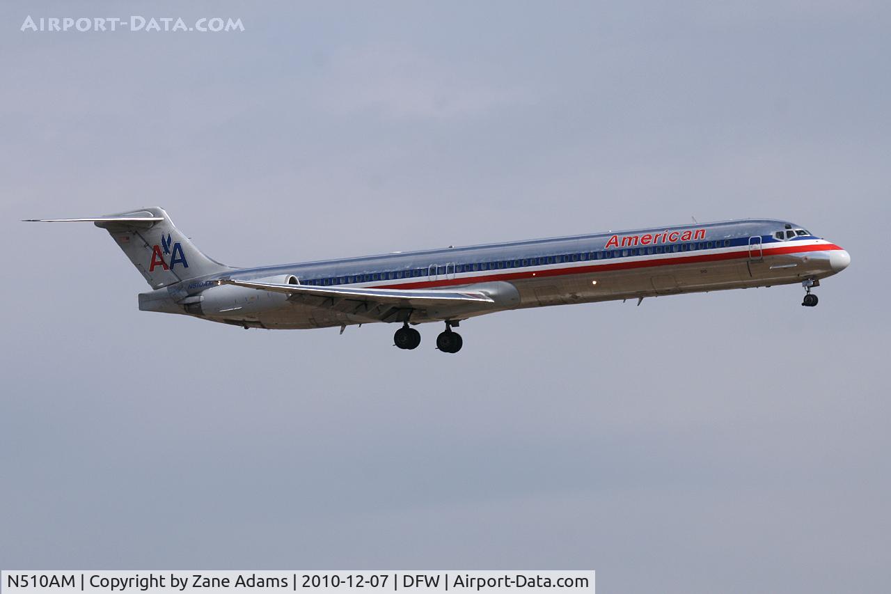 N510AM, 1989 McDonnell Douglas MD-82 (DC-9-82) C/N 49804, American Airlines landing at DFW Airport - TX
