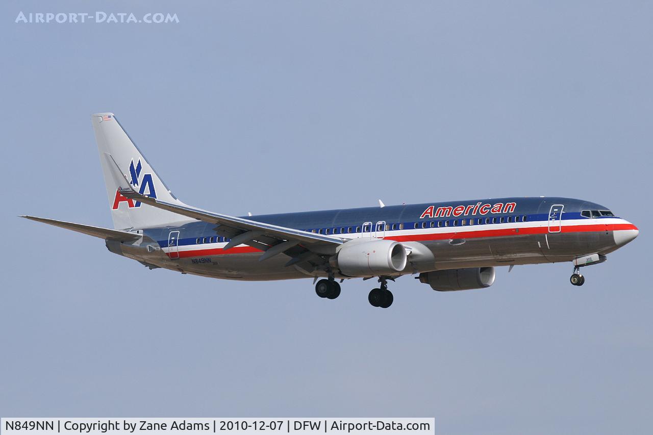 N849NN, Boeing 737-823 C/N 33213, American Airlines landing at DFW Airport - TX