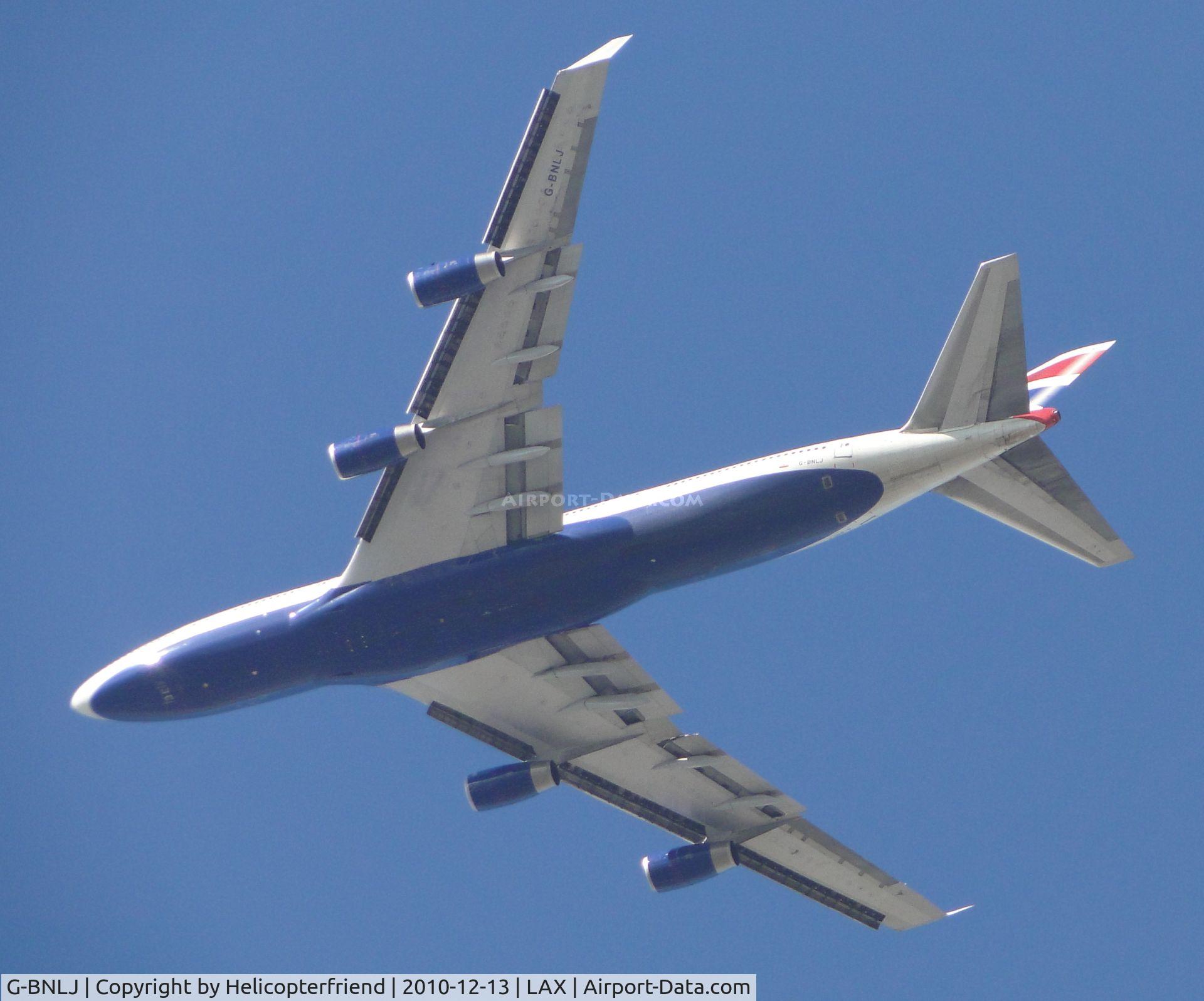 G-BNLJ, 1990 Boeing 747-436 C/N 24052, On Final to runway 24 flying over the City of Bell, Califonia, approximately 15 miles east of LAX