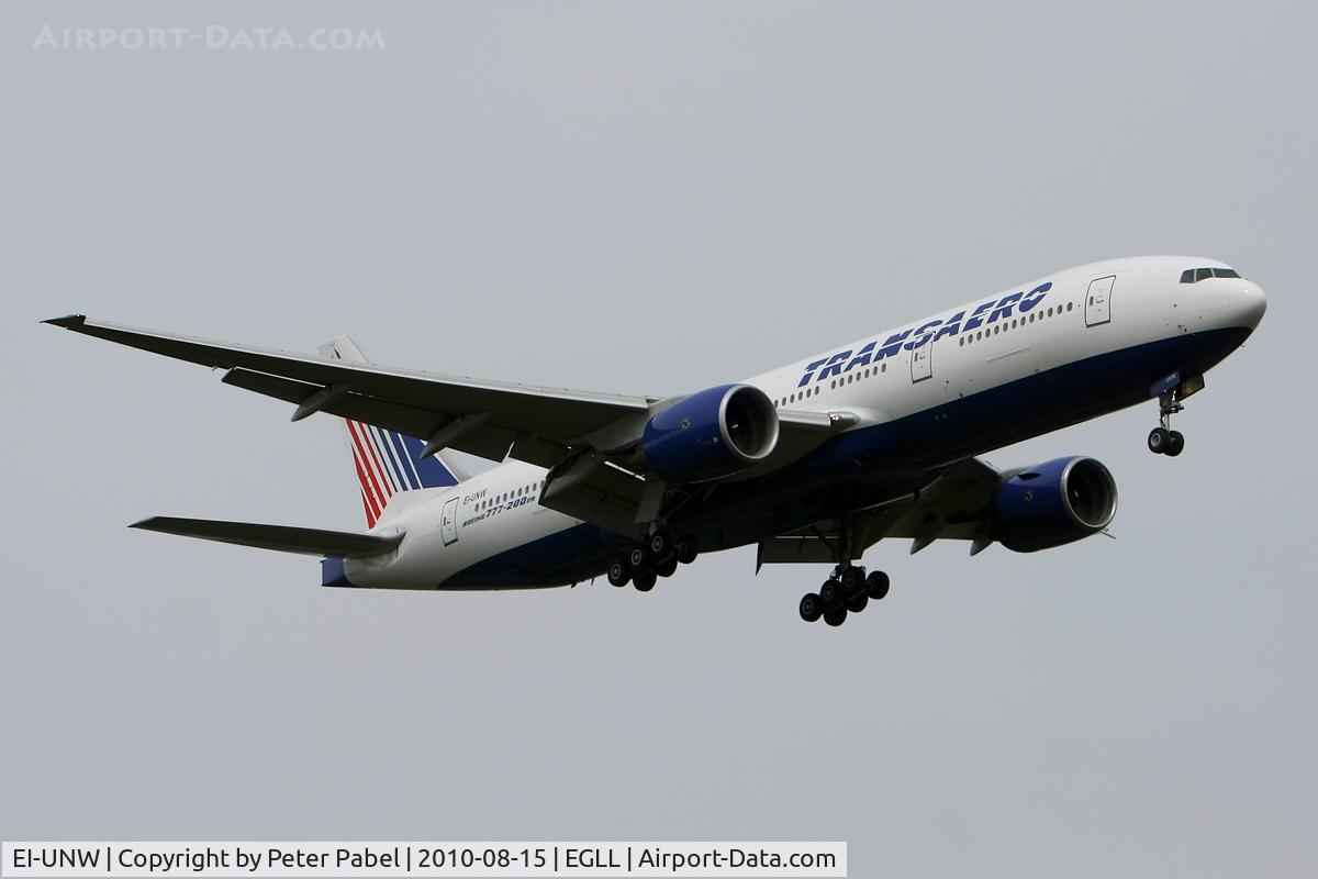 EI-UNW, 1999 Boeing 777-222 C/N 30214, LHR Trip