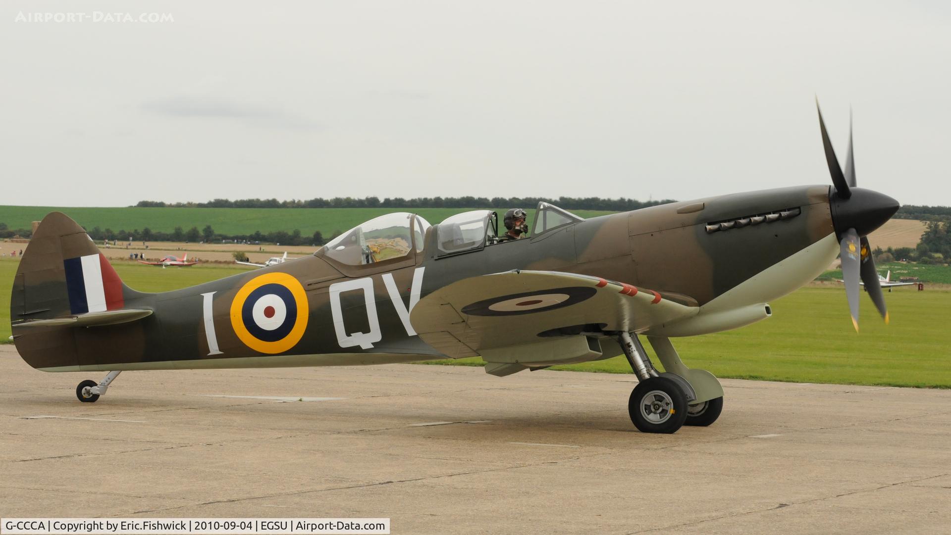G-CCCA, 1944 Supermarine 509 Spitfire TR.IXc C/N CBAF.9590, 2. IAC161 (Aeroplane Restoration Company)  at Duxford's wonderful Battle of Britain Air Display 2010 (With new colour scheme - 19 Sqn.)
