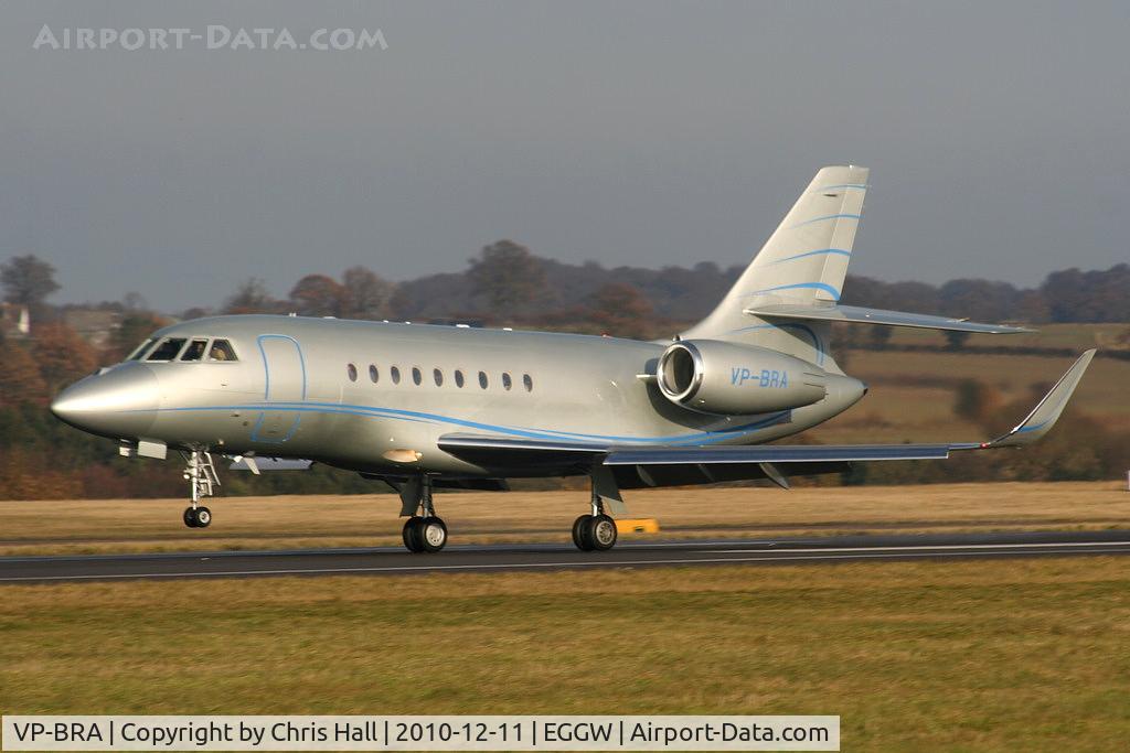 VP-BRA, 2007 Dassault Falcon 2000LX C/N 133, landing on RW26