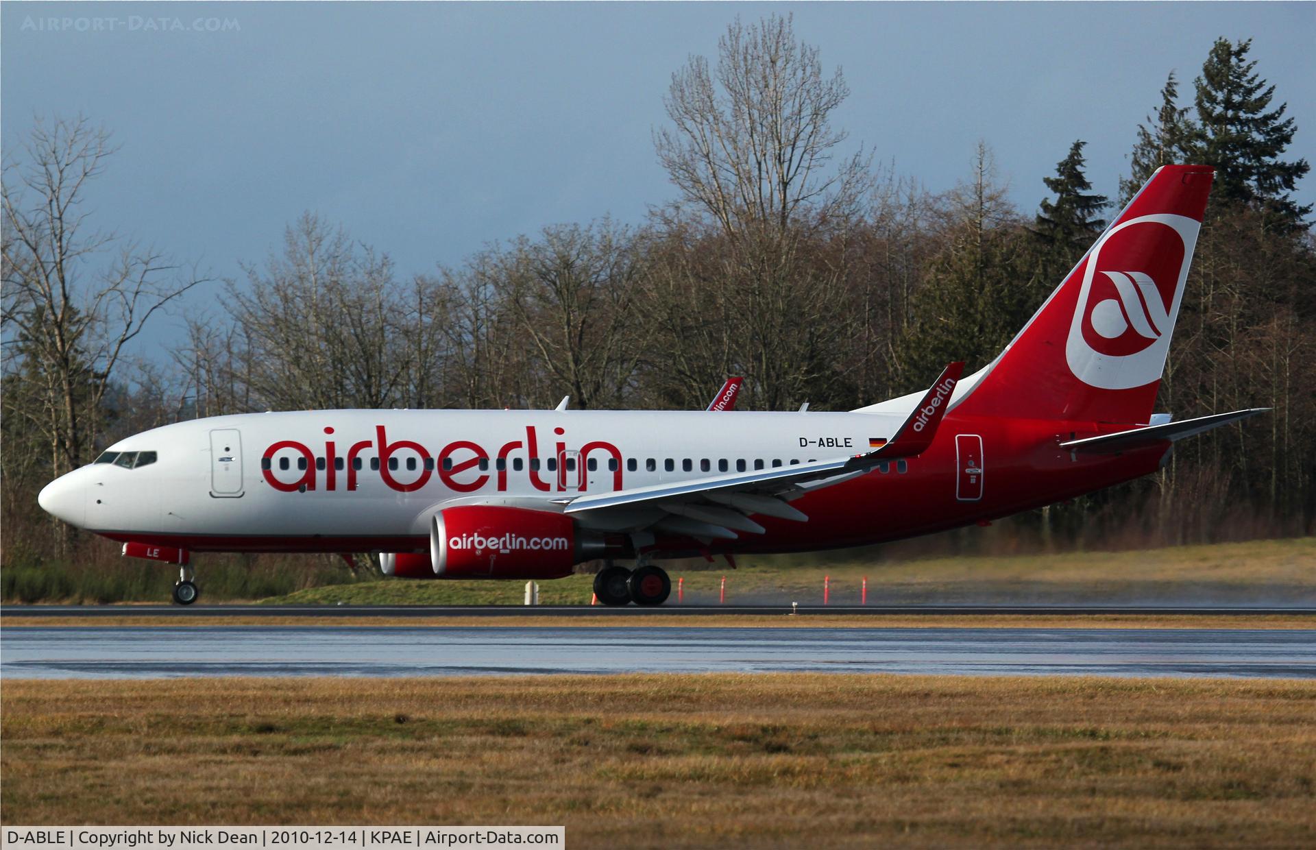 D-ABLE, 2010 Boeing 737-76J C/N 36873, KPAE Boeing 236 taking the option on the first of three ILS approaches this morning.